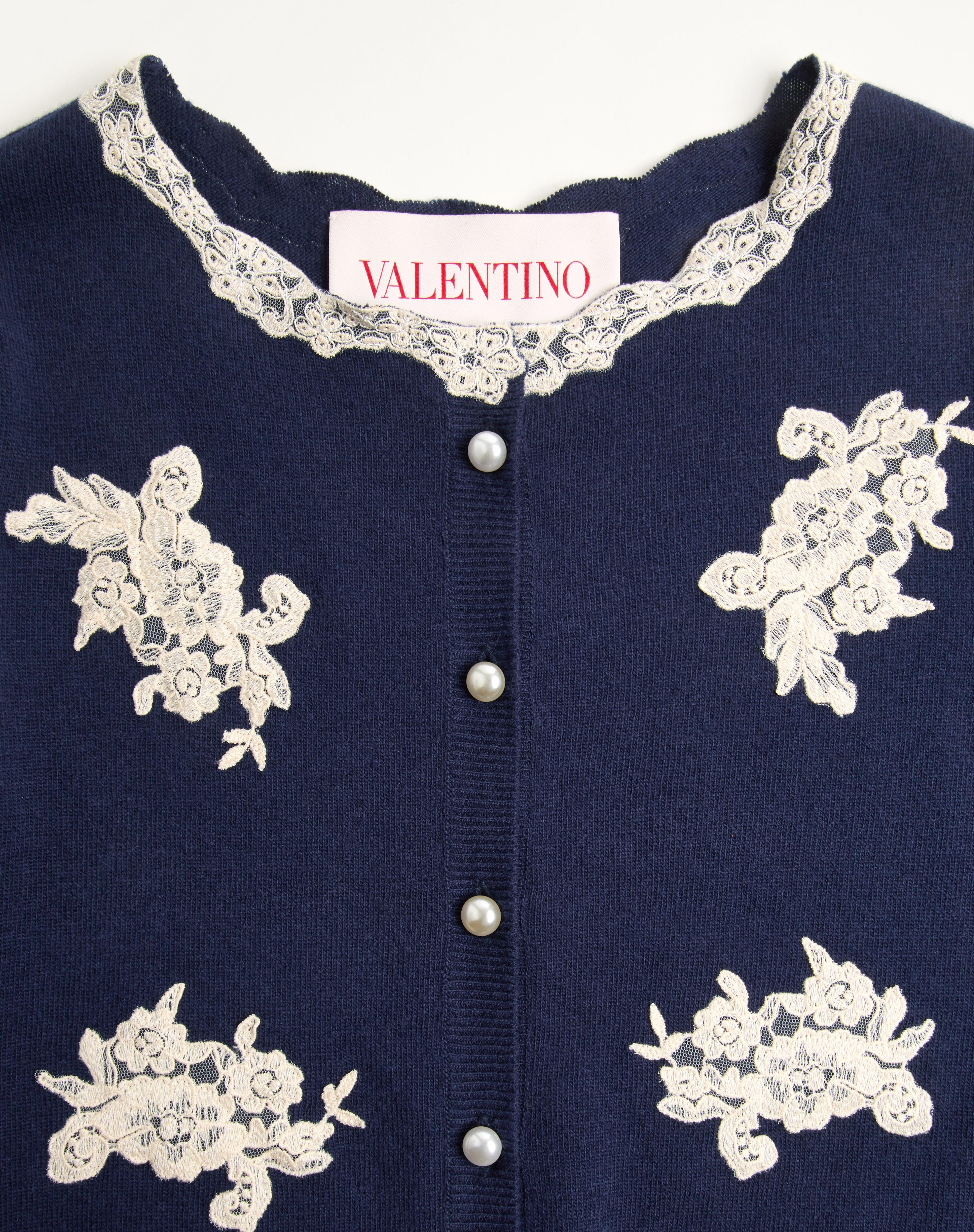 EMBROIDERED WOOL AND LACE CARDIGAN - 3