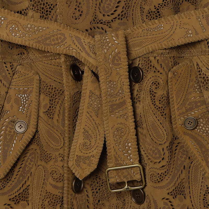 Burberry Mid-length Paisley Suede Lawshall Trench Coat outlook