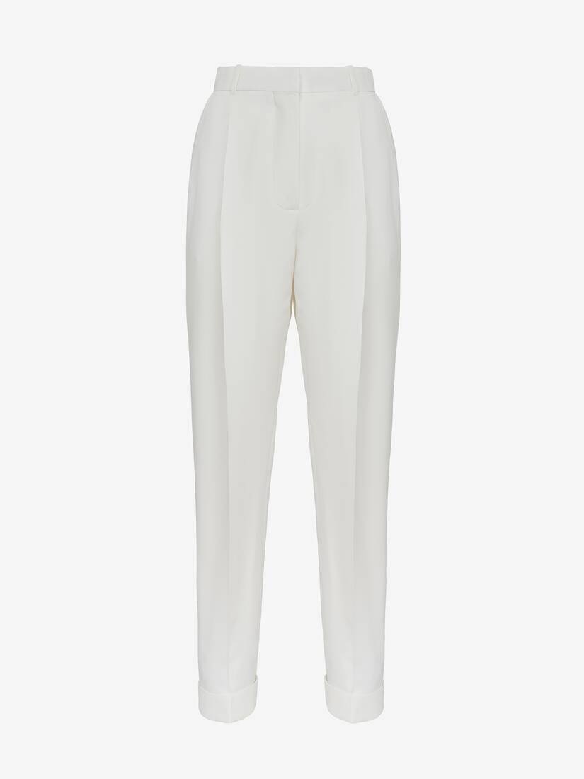 Women's Slim Peg Trousers in Optic White - 2