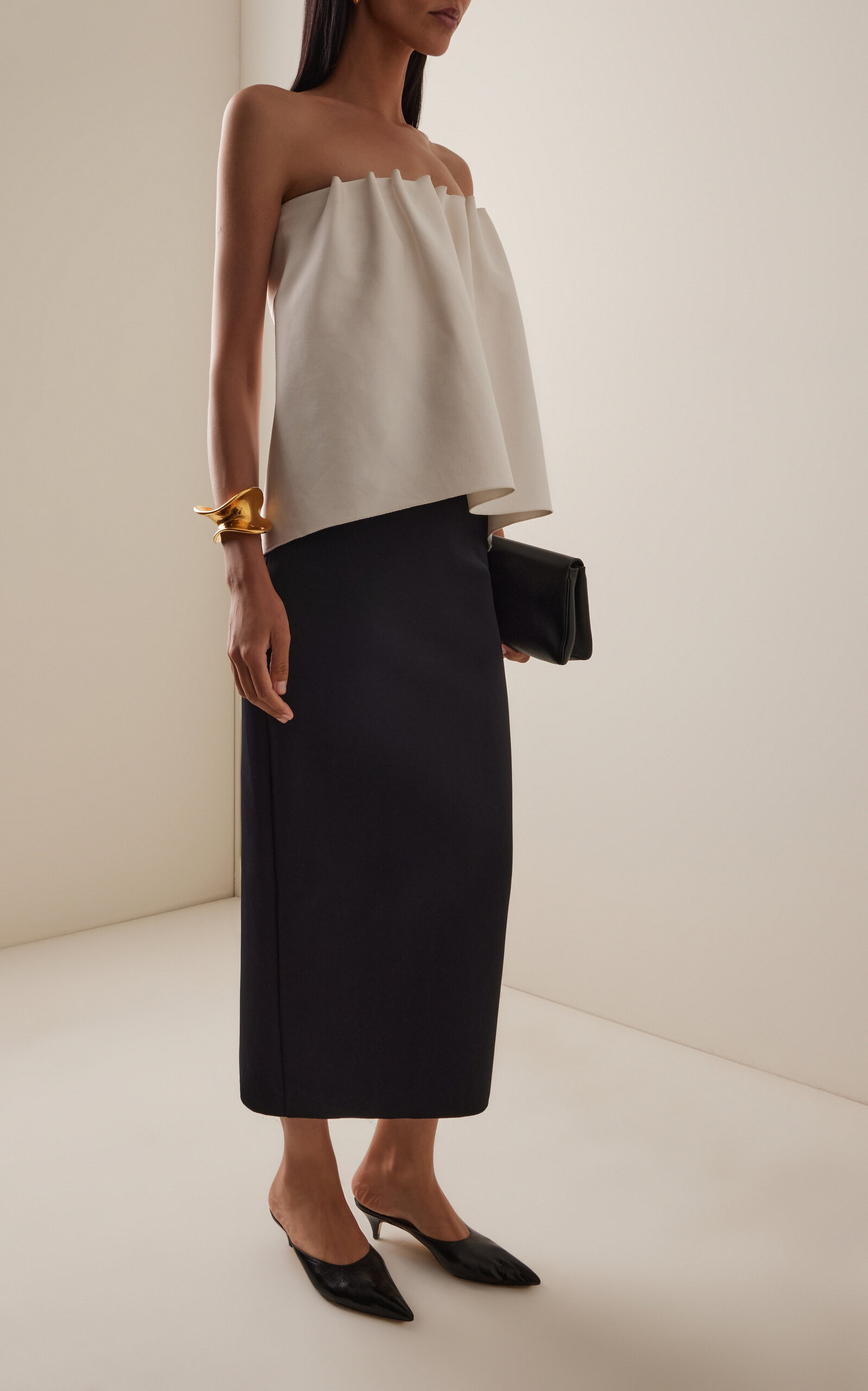 Ruched Tube Dress black/white - 2