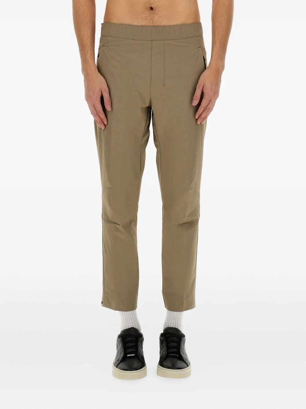 elastic-waistband tapered trousers - 1