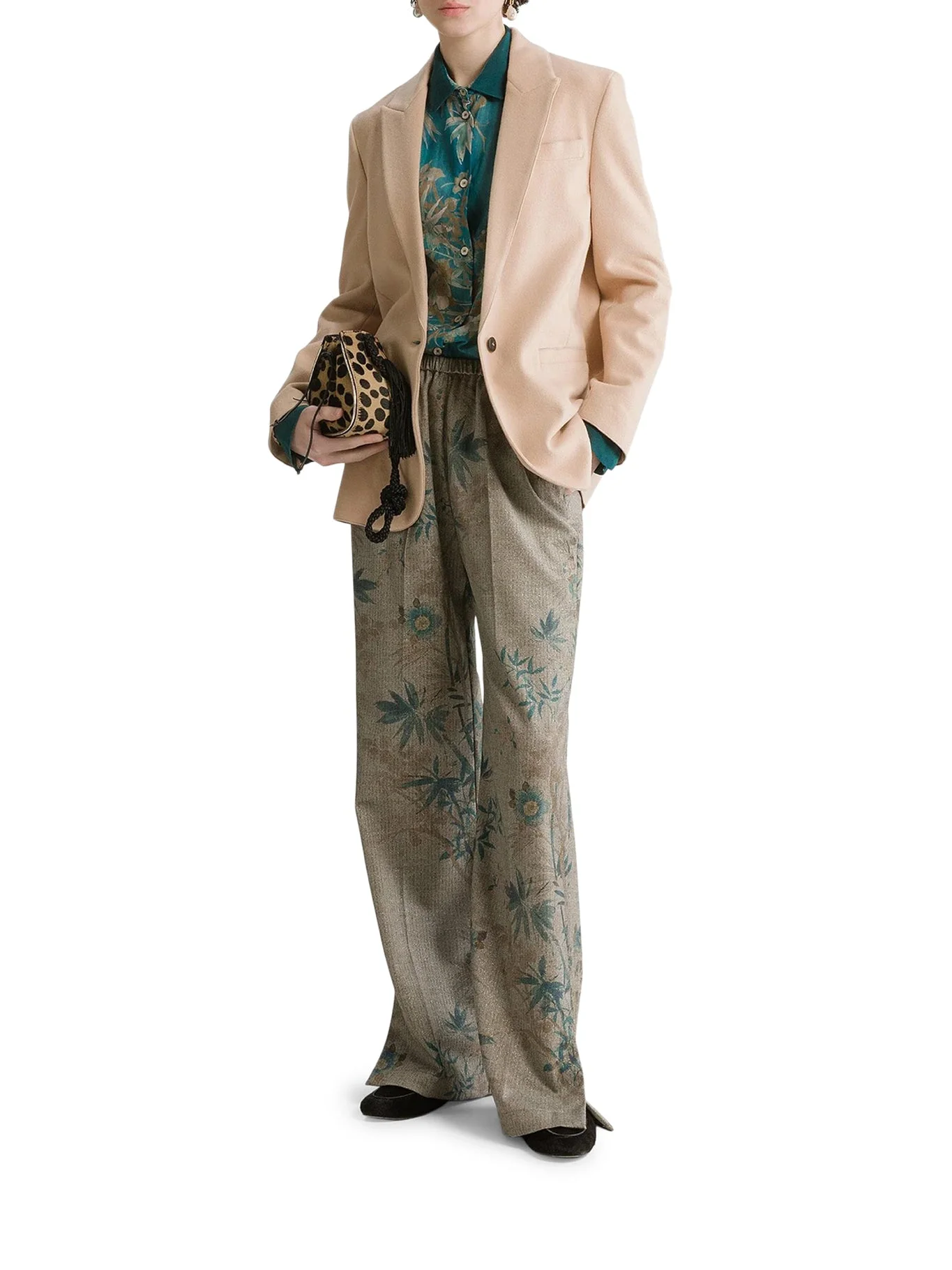 FLORAL PRINT PALAZZO TROUSERS - 1