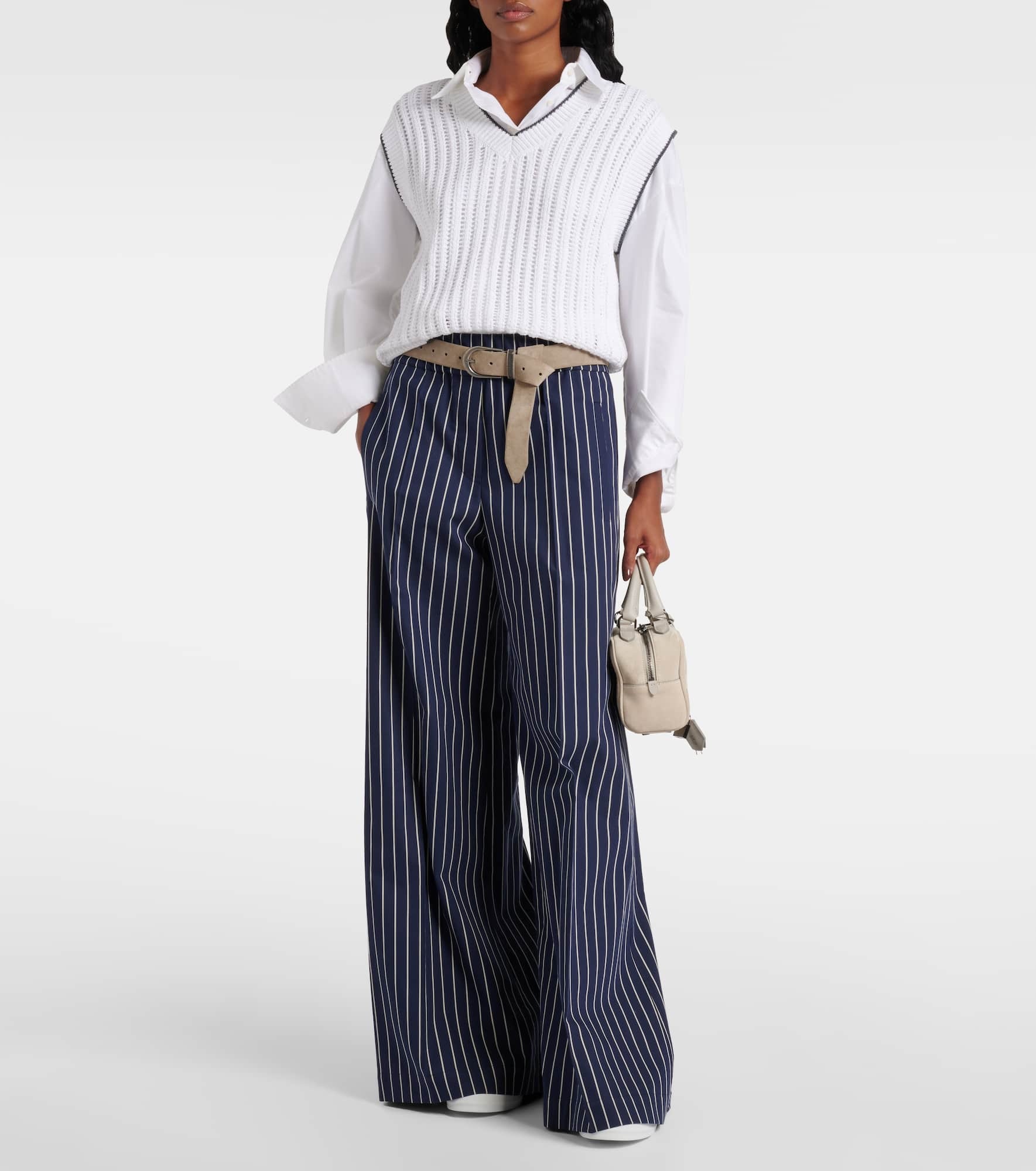 Cotton and silk wide-leg pants - 2