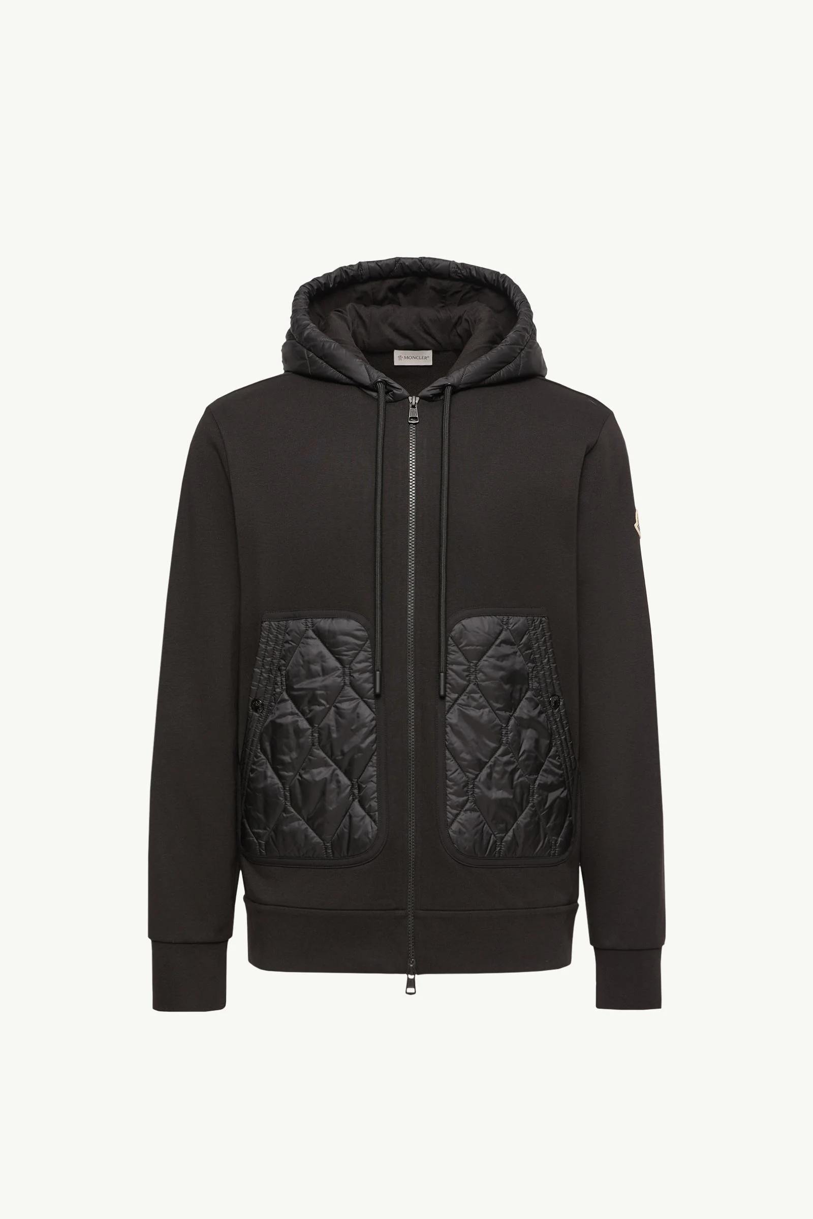 Diamond Quilted Cotton Blend Zip-Up Hoodie - 1