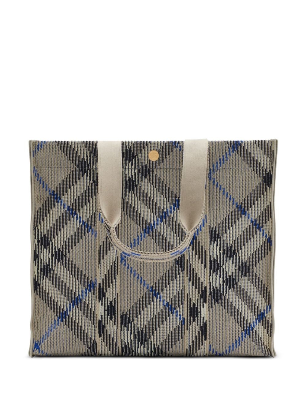 medium check knitted tote bag - 4
