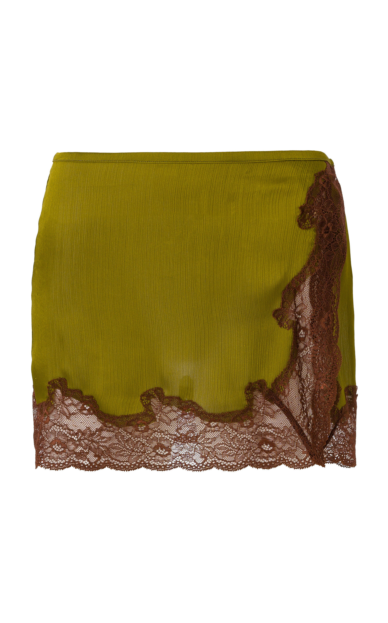 Niera Lace-Trimmed Satin Mini Skirt khaki - 1