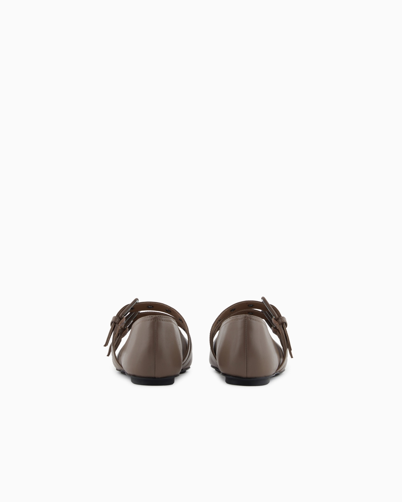 NAPPA-LEATHER SQUARE-TOED BALLERINAS WITH DOUBLE STRAP - 4