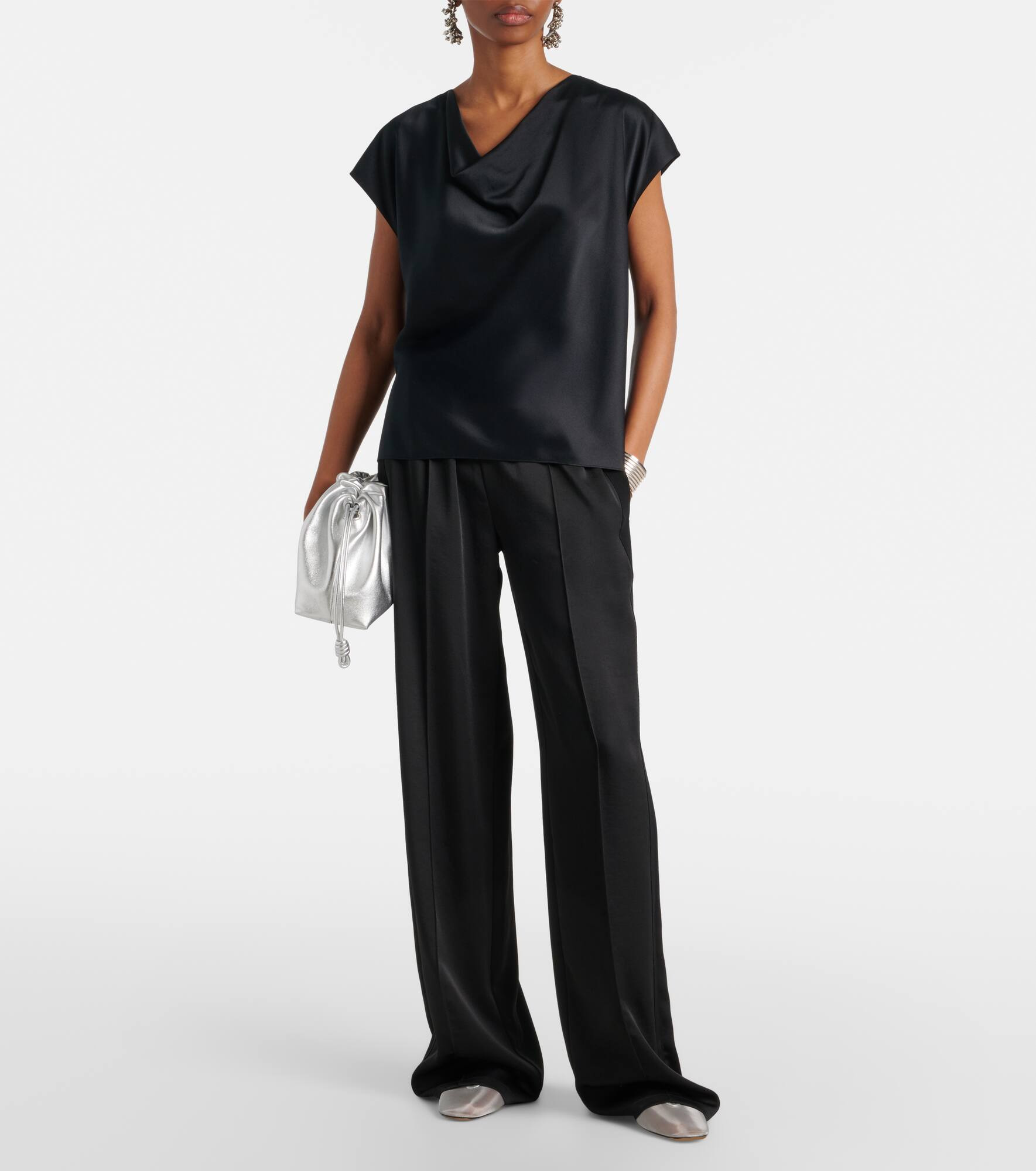 Draped silk satin top - 2