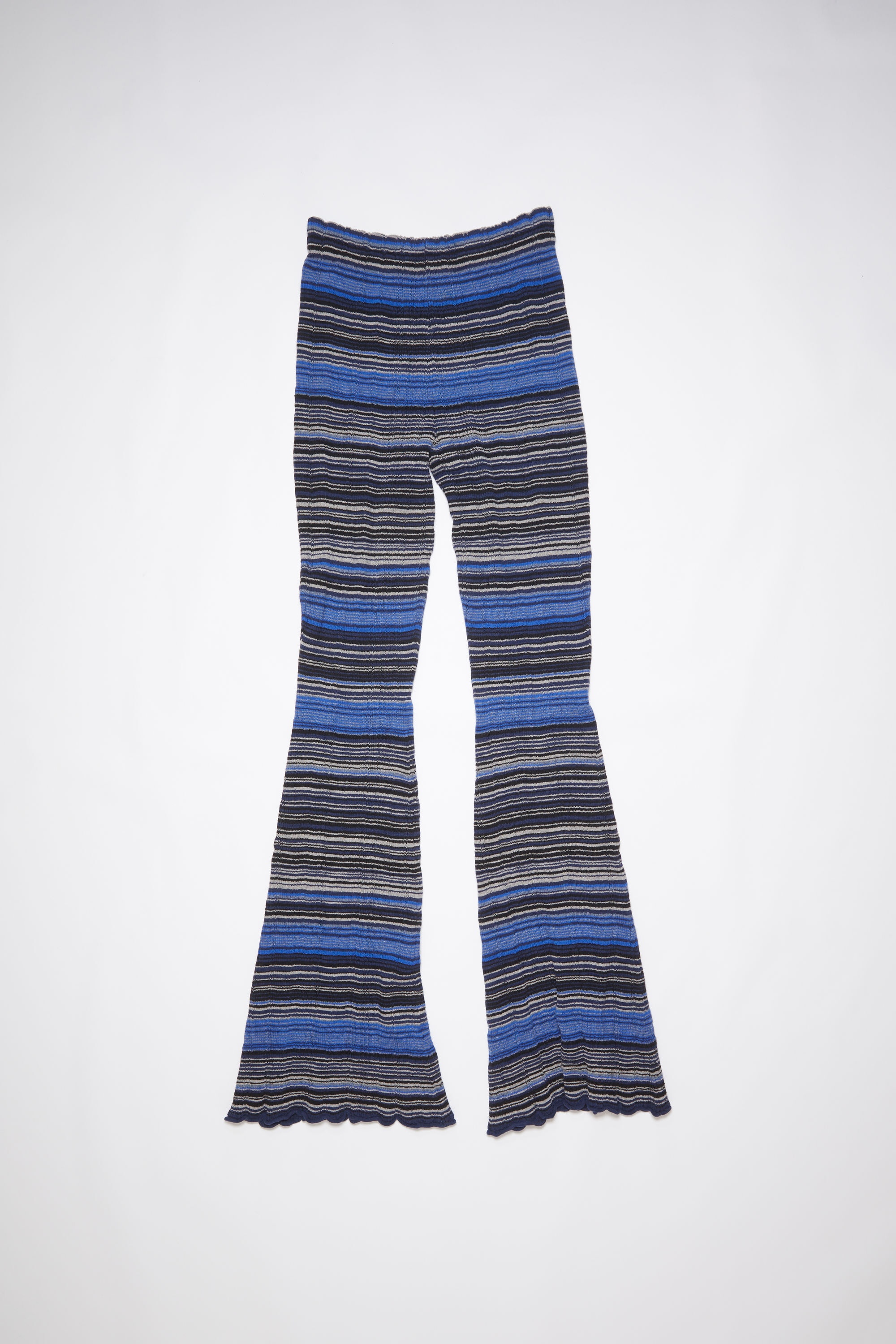 Ribbed flared trousers - Dark blue/multi - 1