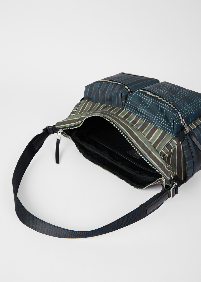 Multicolour Mixed Check and Stripe Cross-Body Bag 4