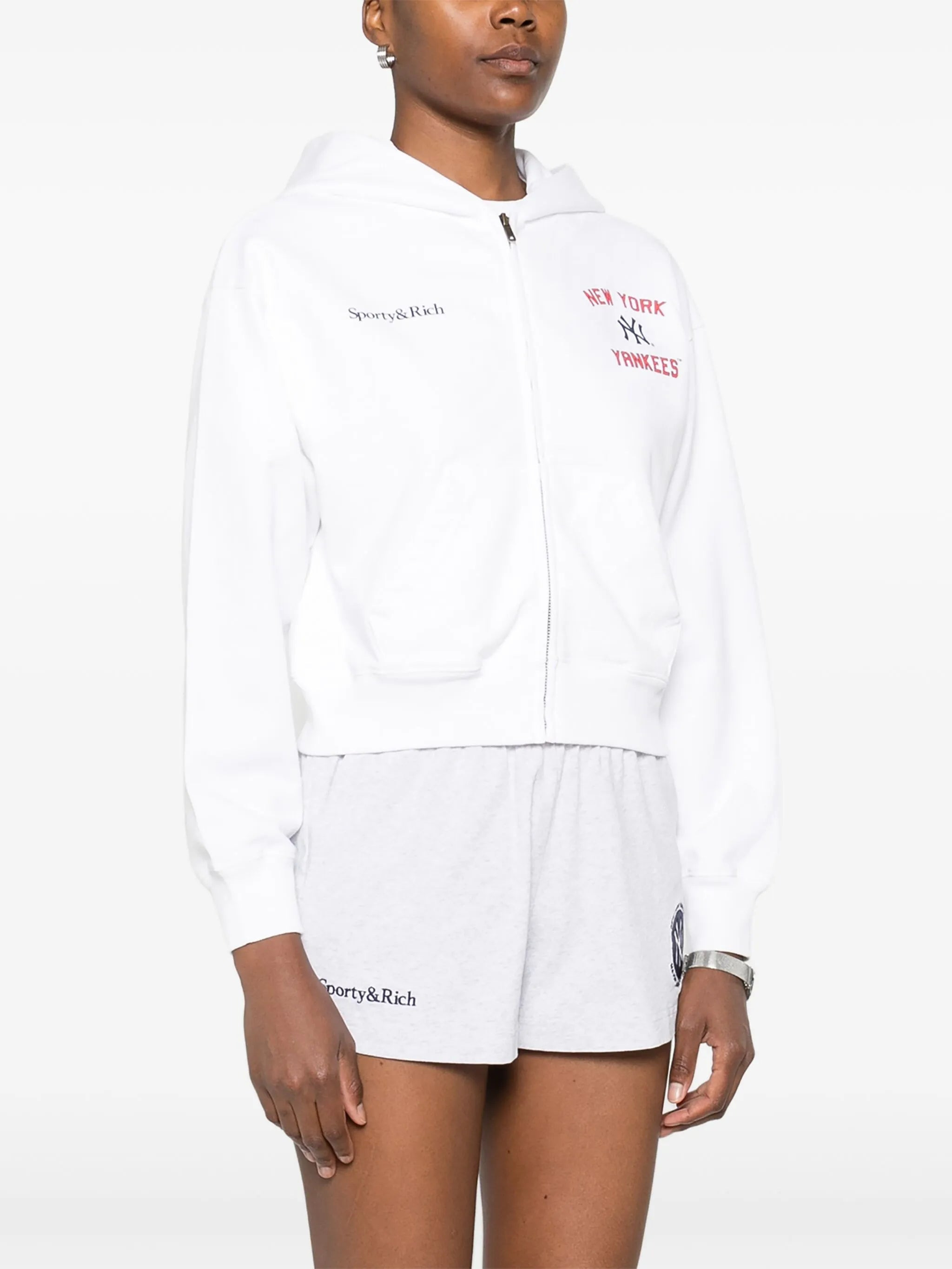 Sporty & Rich Homerun Zip-up Cropped Hoodie - 4