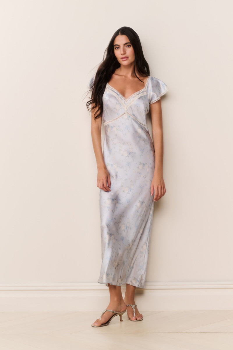 LoveShackFancy Eline Silk Floral Maxi Dress outlook