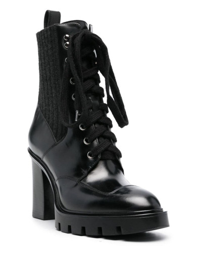 Santoni 75mm lace-up leather ankle boots outlook