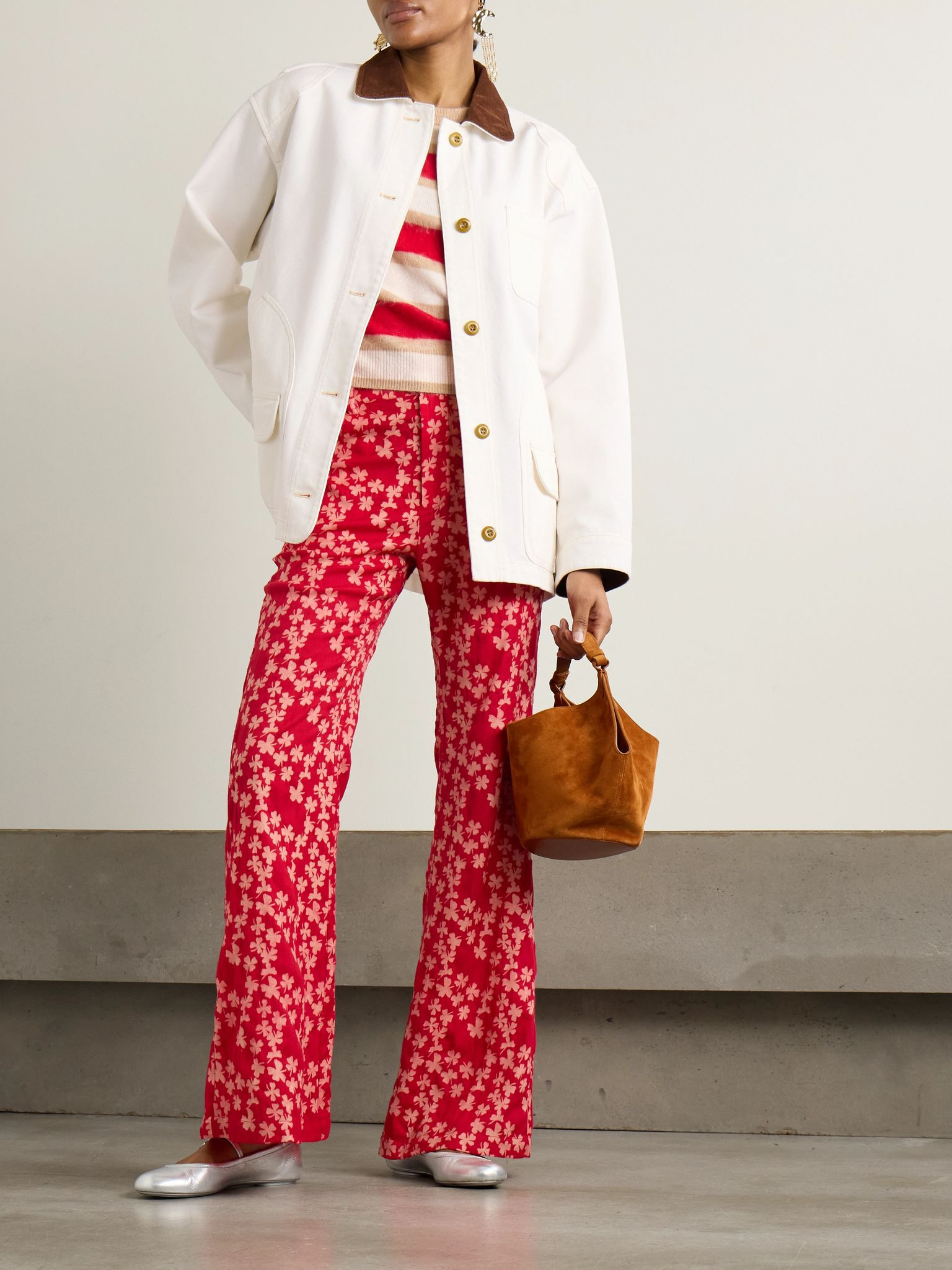 Pascual corduroy-trimmed cotton jacket White - 5