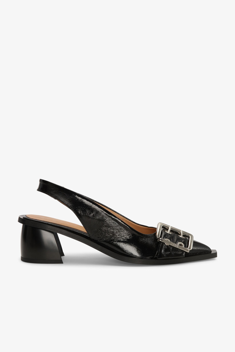 BLACK FEMININE BUCKLE SLINGBACK PUMPS 1