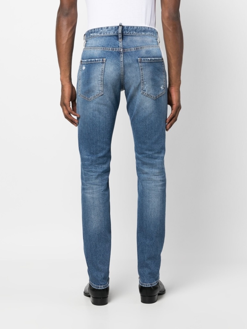 distressed slim-cut jeans - 4