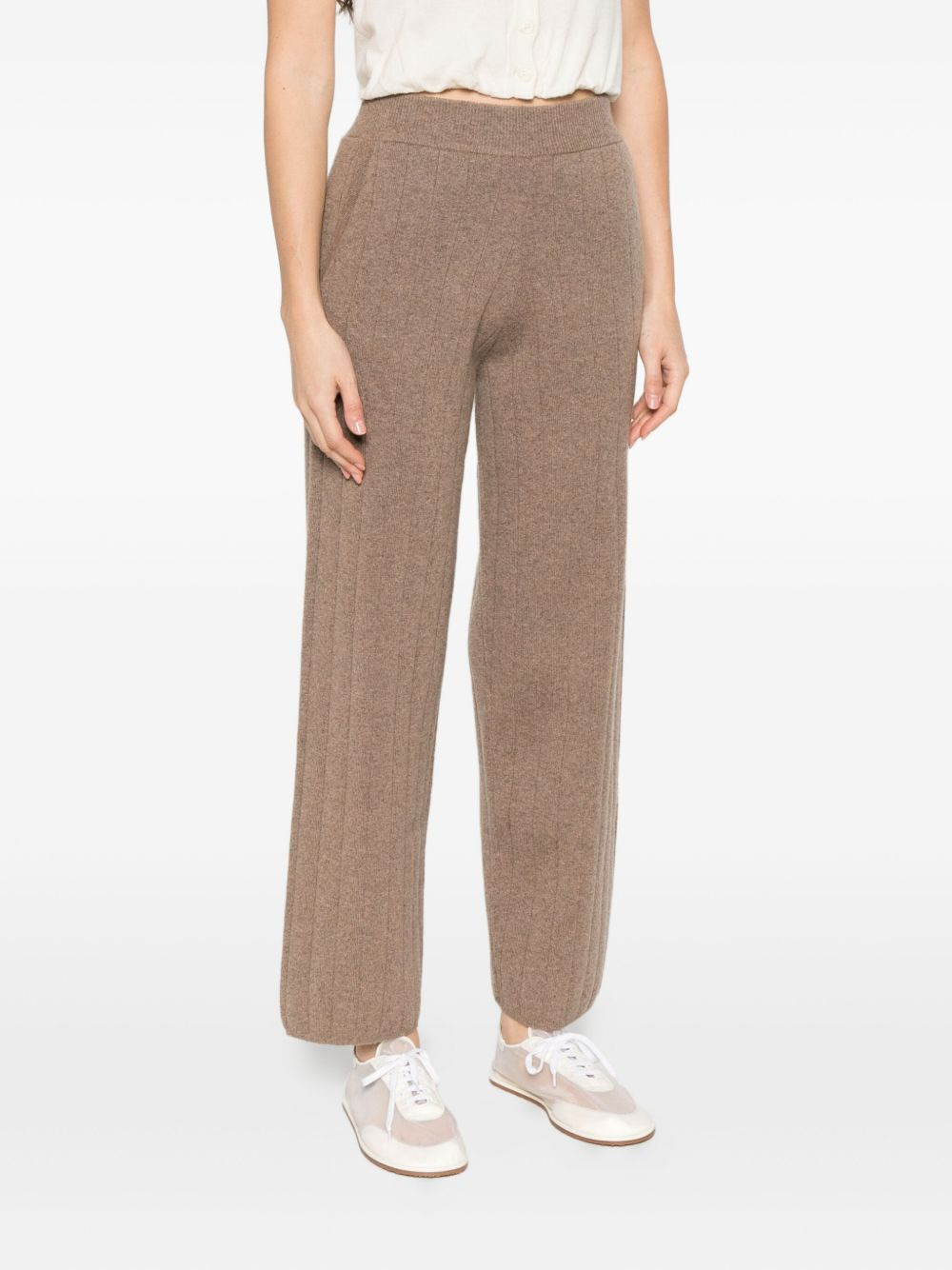 ribbed cashmere straight-leg trousers - 3