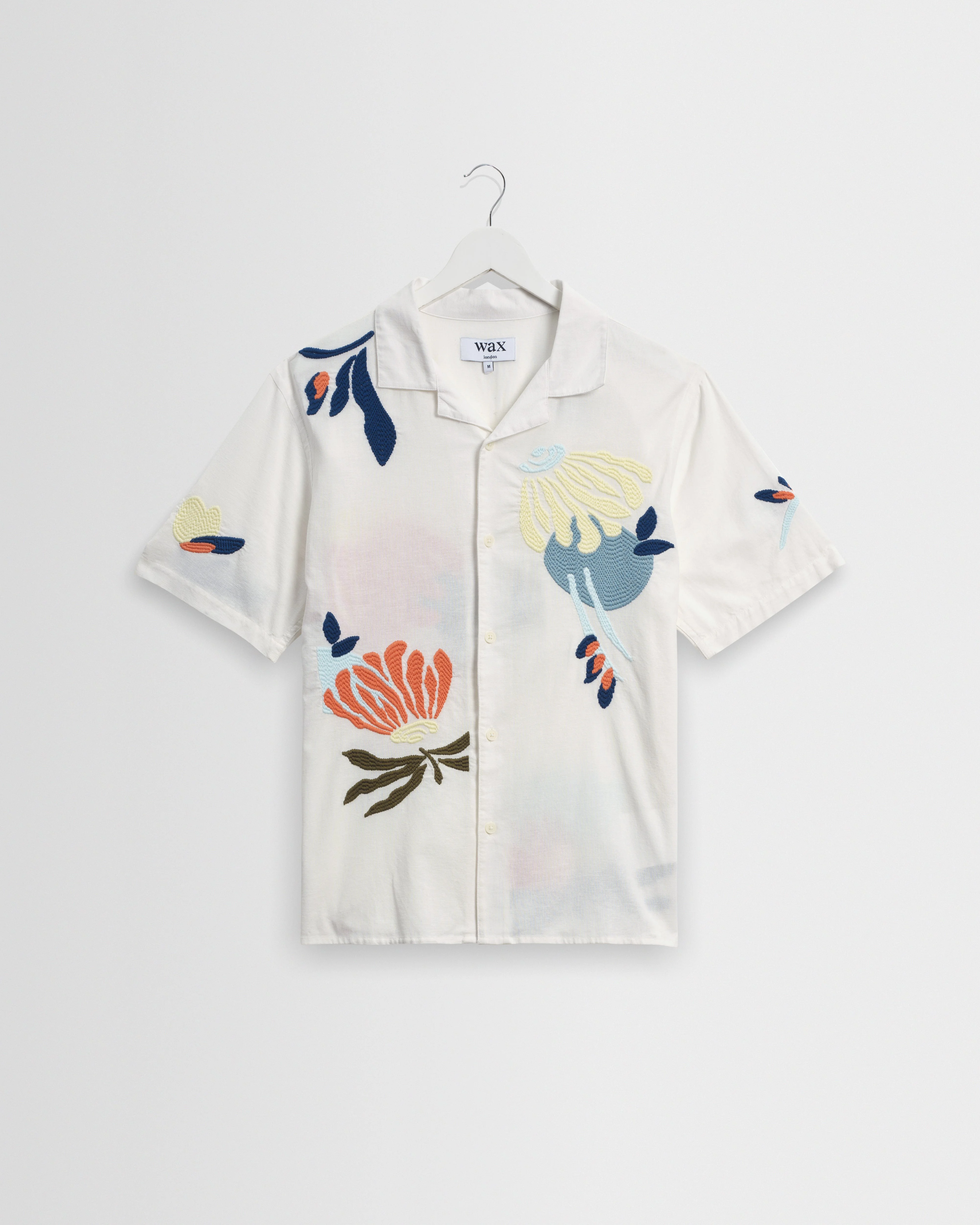 Didcot - Ecru And Multicolour Flower Embroidered Short-Sleeve Shirt - 1