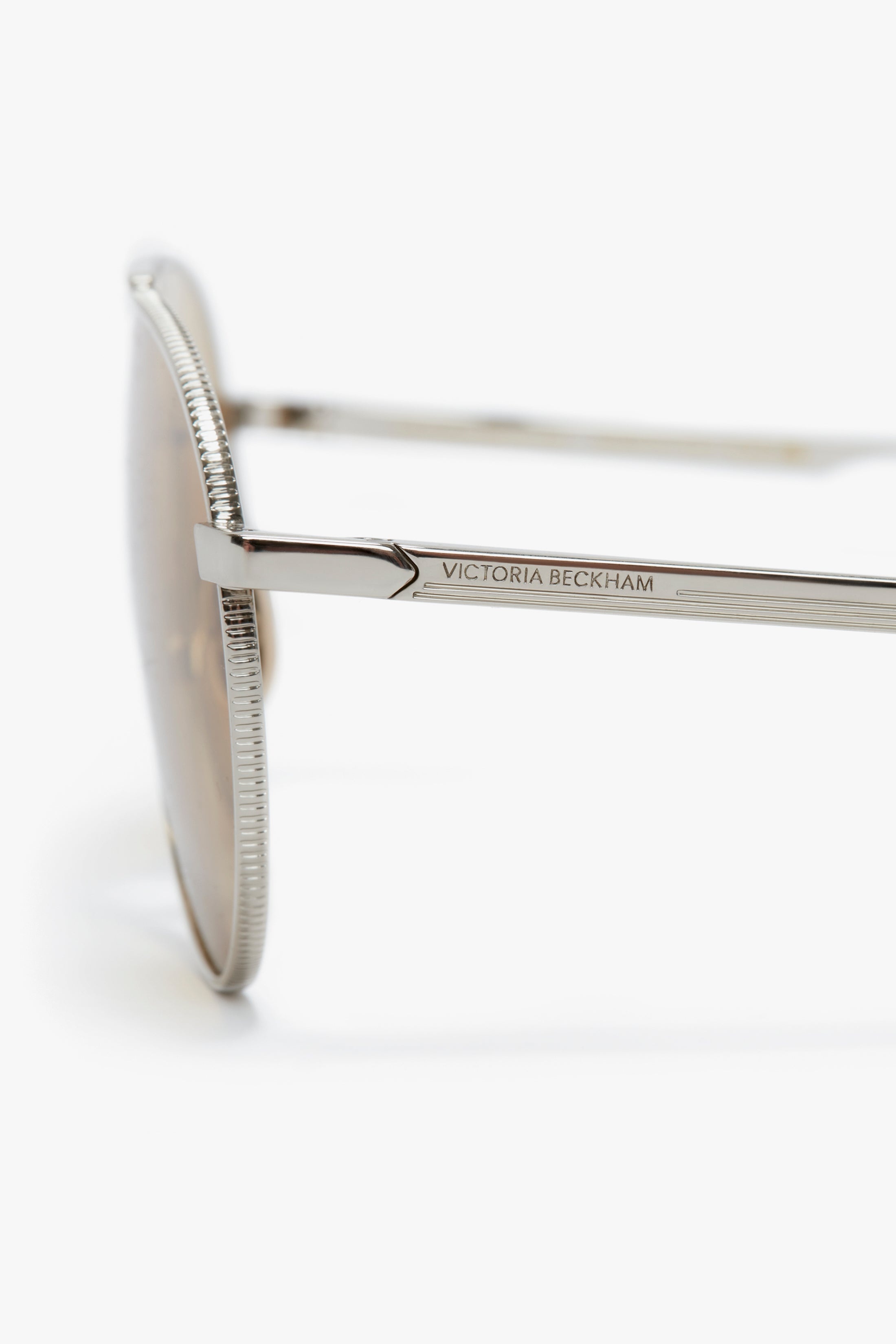 V Metal Pilot Sunglasses In Silver-Brown - 5
