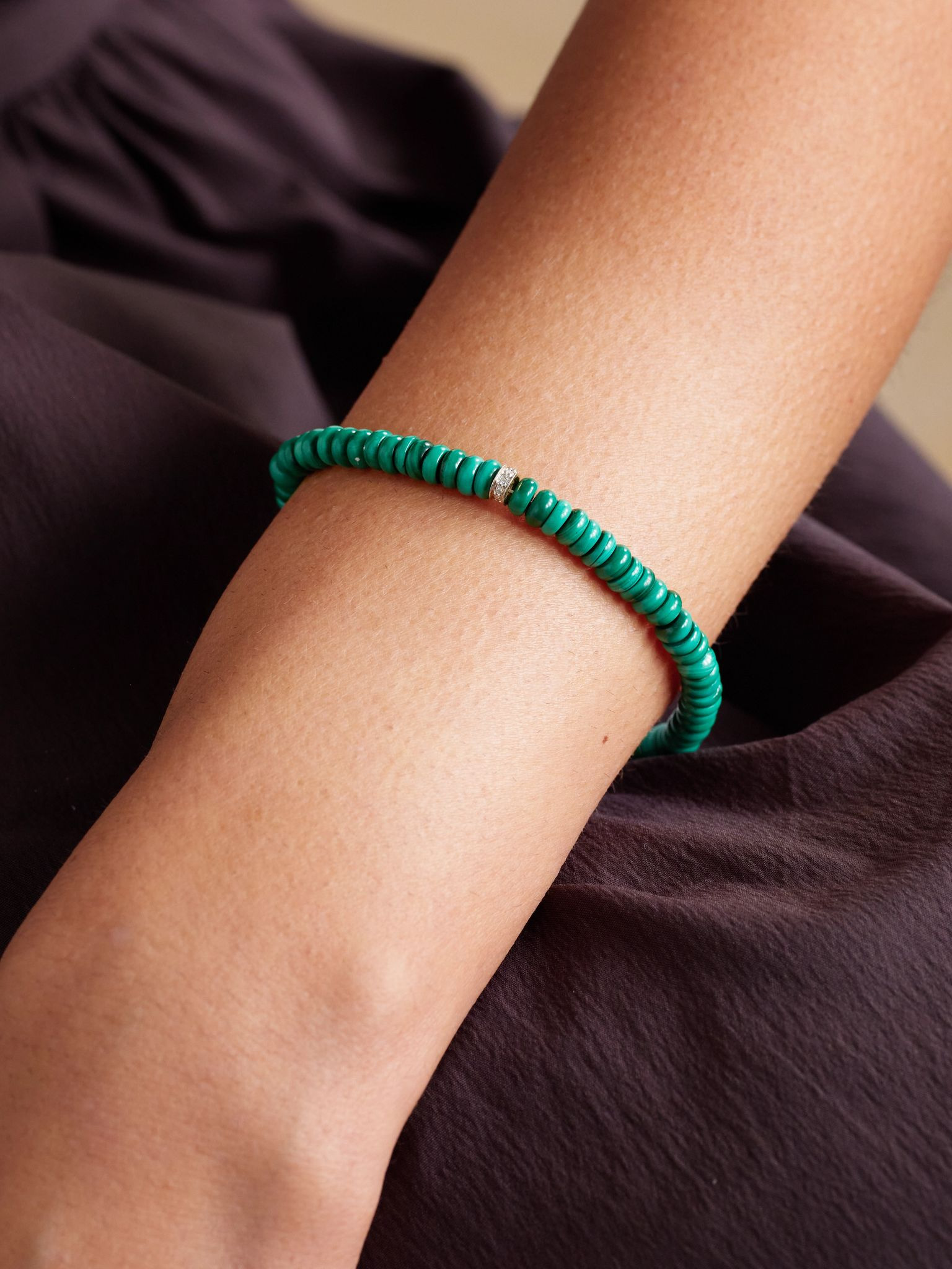 14-karat gold, malachite and diamond bracelet Green - 2