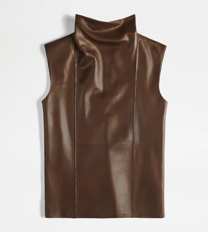 TOP IN NAPPA LEATHER - BROWN 1