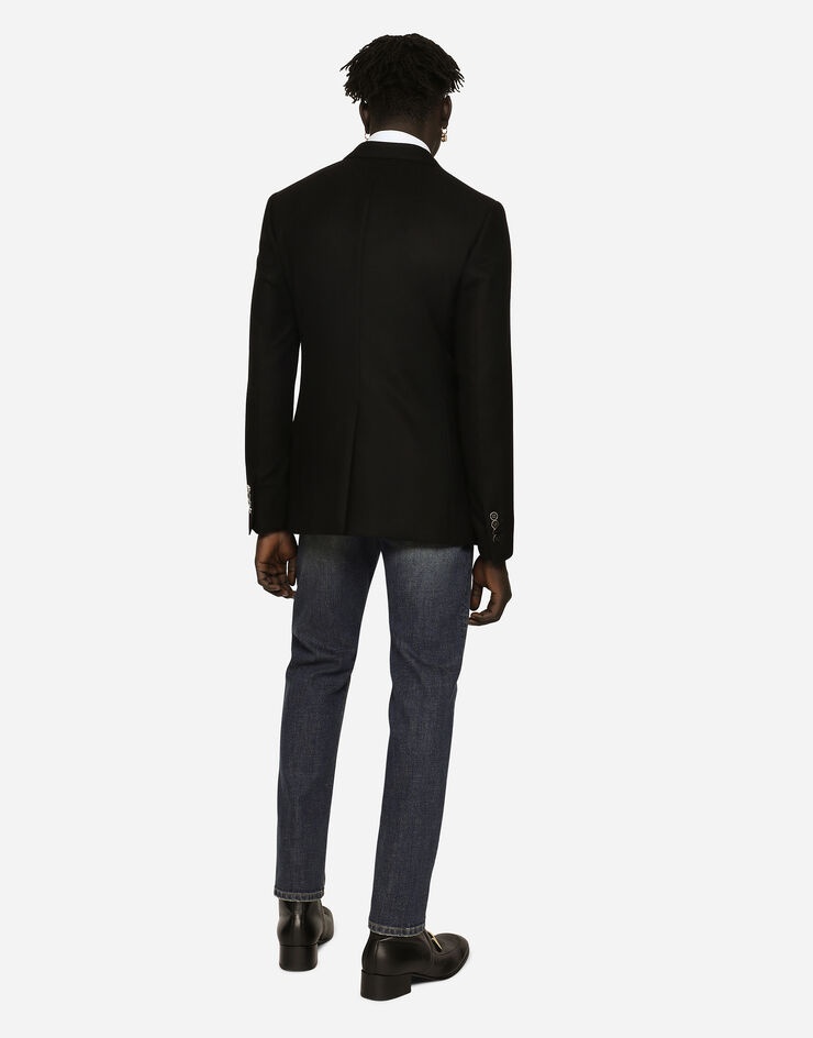 Single-breasted wool and cashmere jacket with DG patch - 3