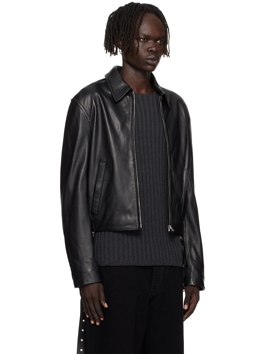 Black Belted Leather Jacket - 2