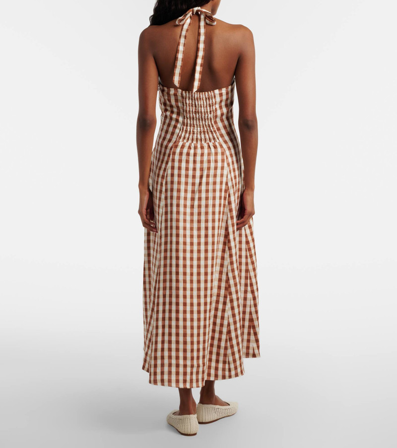 Marais gingham halterneck linen midi dress 3
