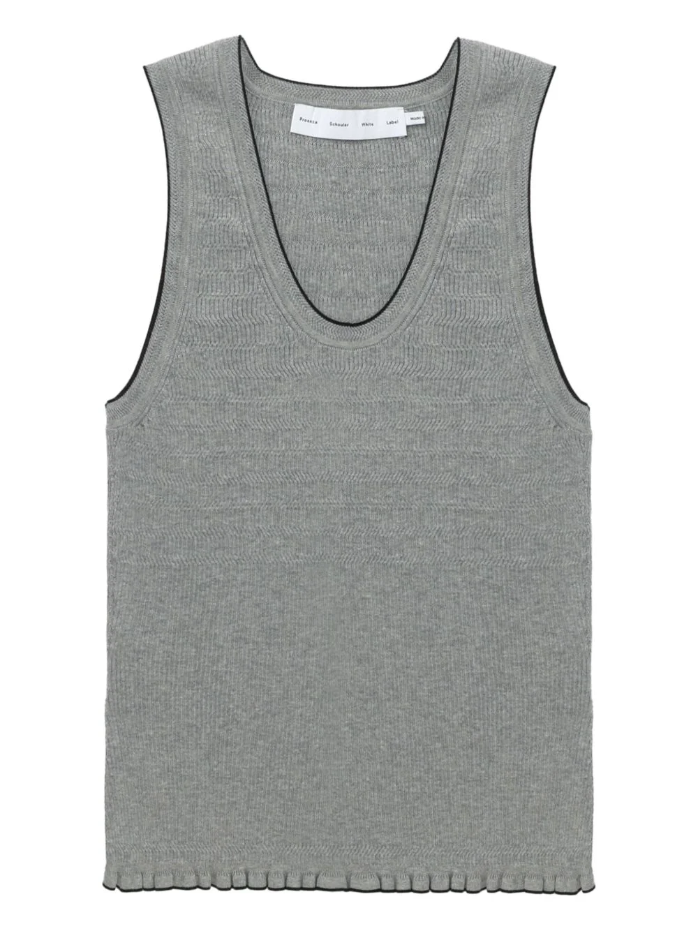 ribbed-knit ruffled tank top - 1