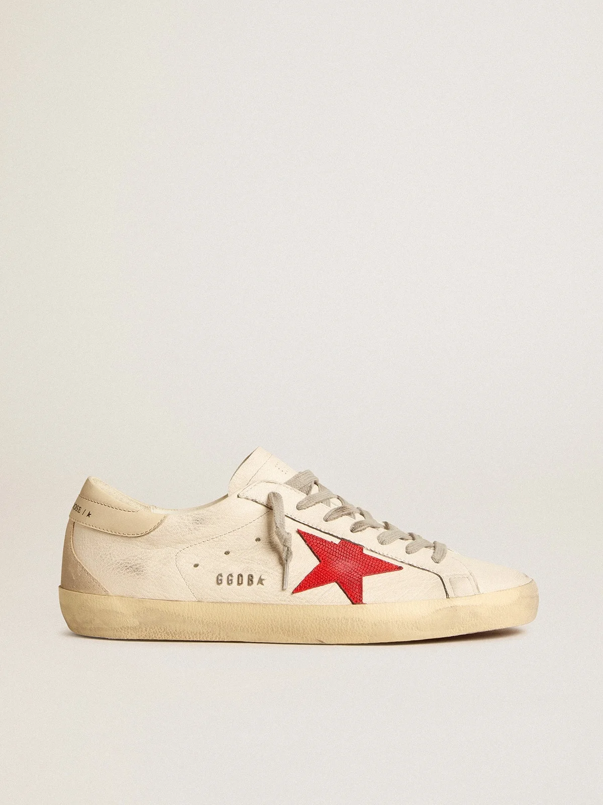 Super-Star in nappa with red star and cream leather heel tab - 1