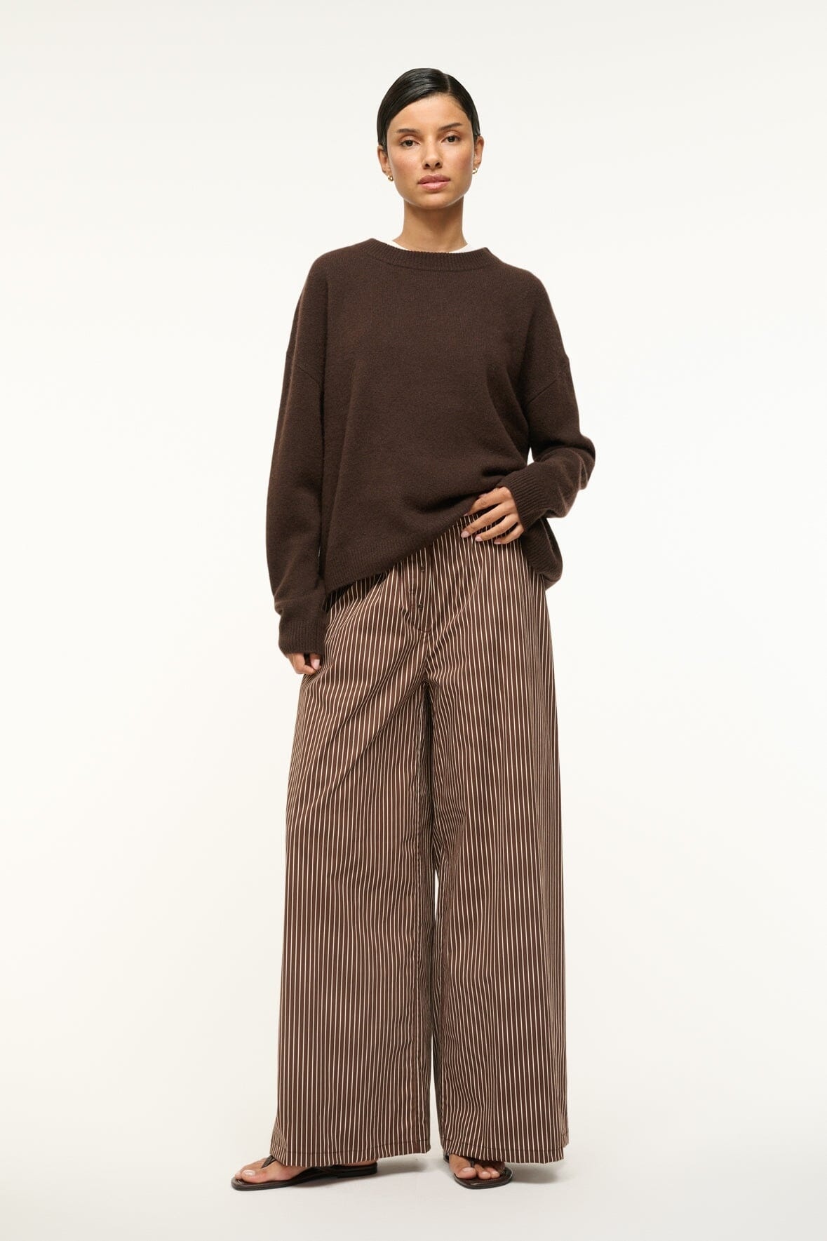 STAUD BONFIRE PANT DARK OAK MICRO STRIPE - 7