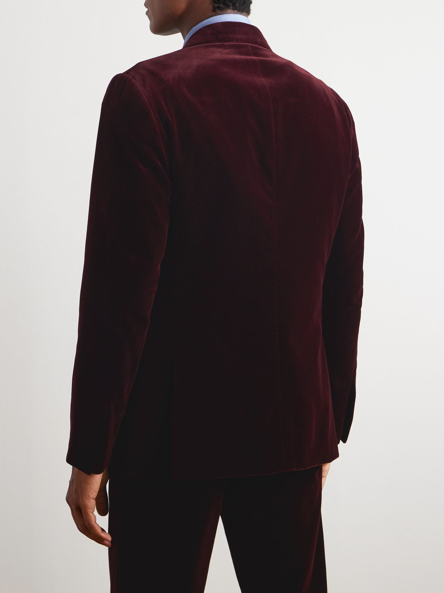 Cotton-Velvet Tuxedo Jacket Burgundy - 3