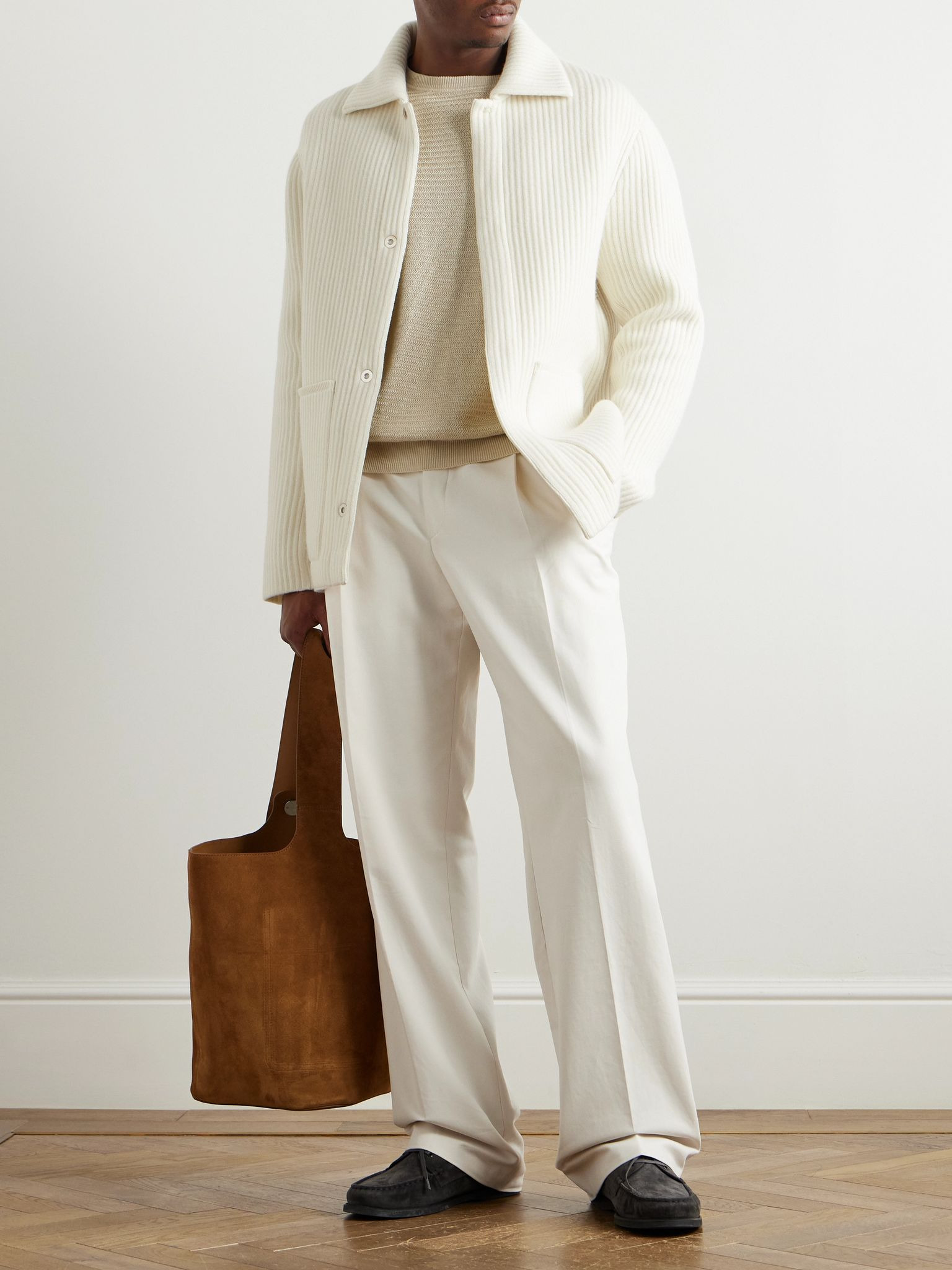 Ribbed Wool and Cashmere-Blend Jacket Neutral - 2