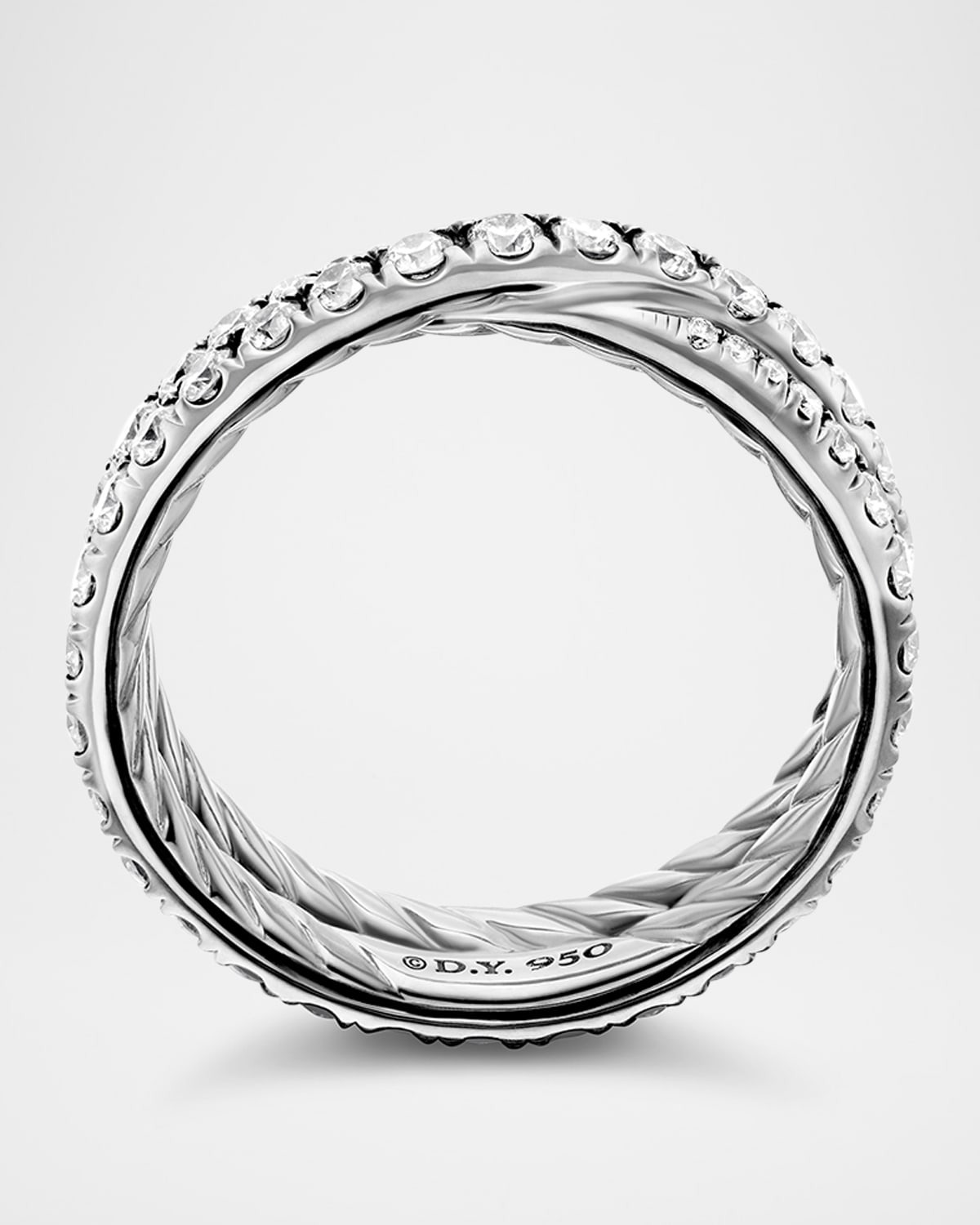 DY Crossover Band Ring with Diamonds in Platinum, 5.2mm - 3