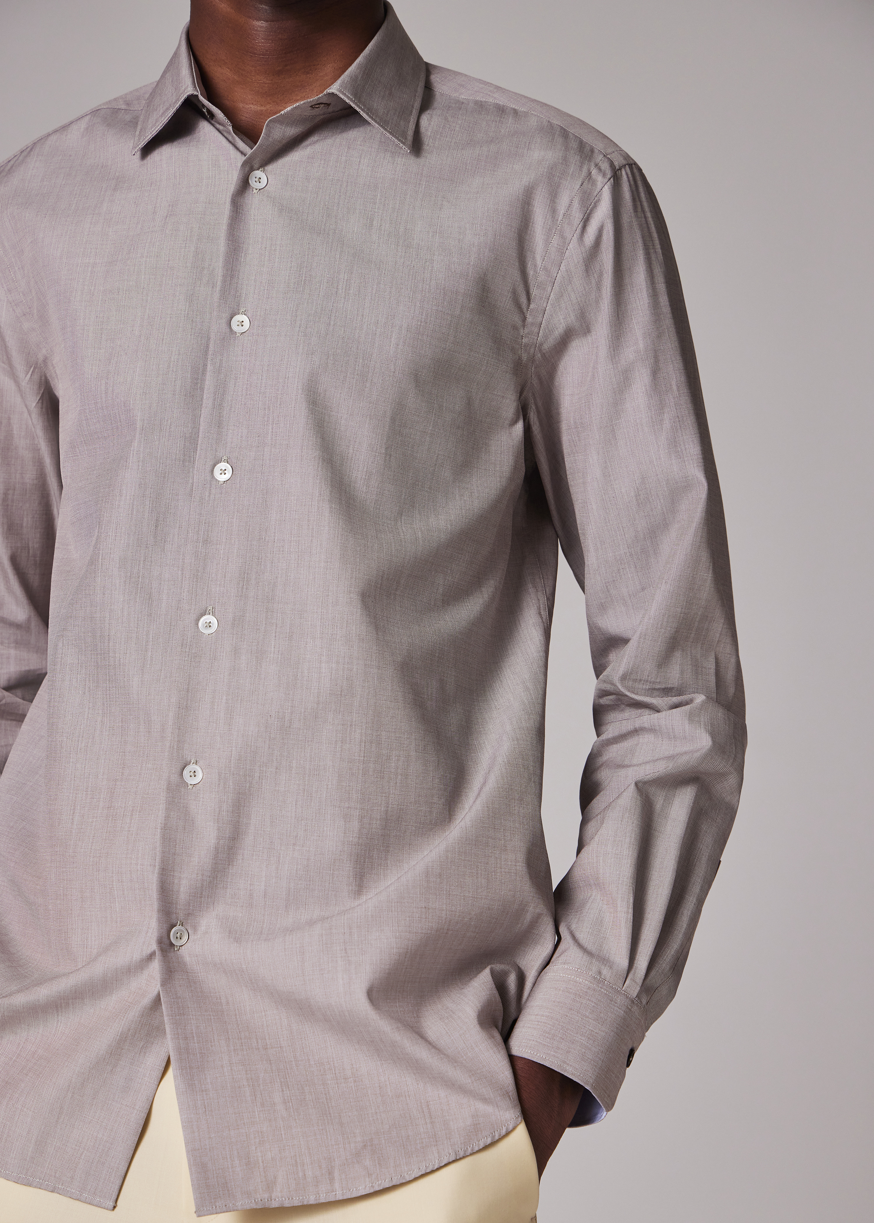 Tailored-Fit Light Brown End-On-End Cotton Shirt - 7