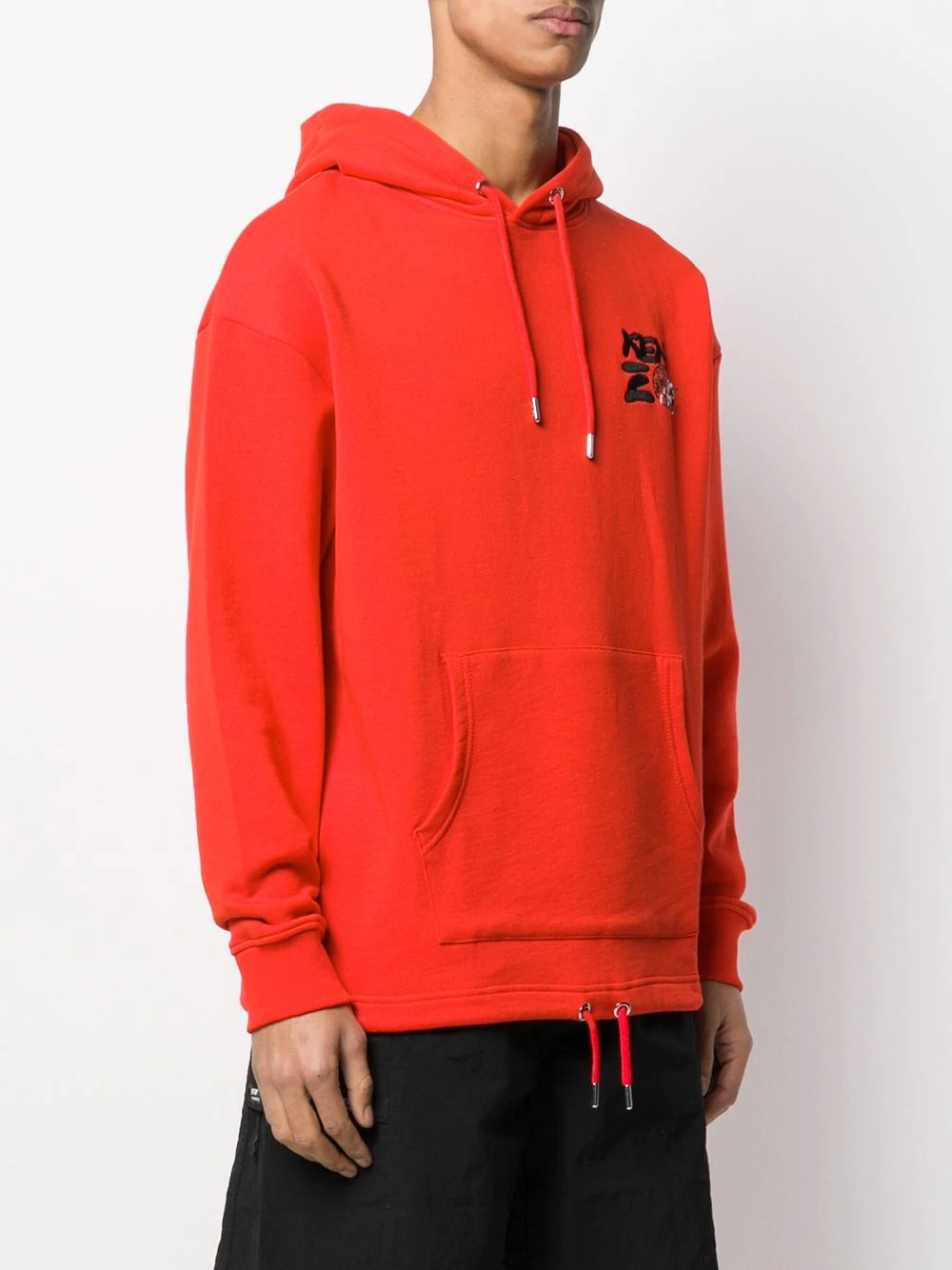 logo-embroidered hooded sweatshirt - 3