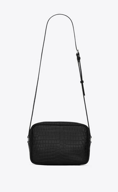 SAINT LAURENT camp camera bag in crocodile-embossed leather outlook