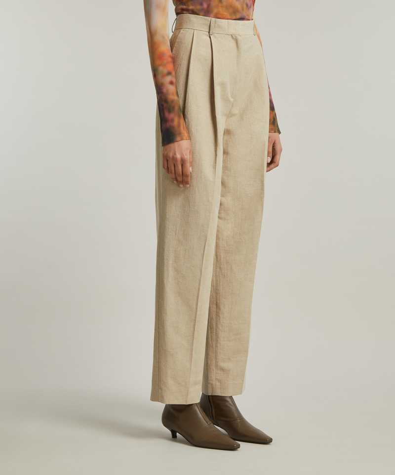 Double-Pleated Linen Tailored Trousers 3