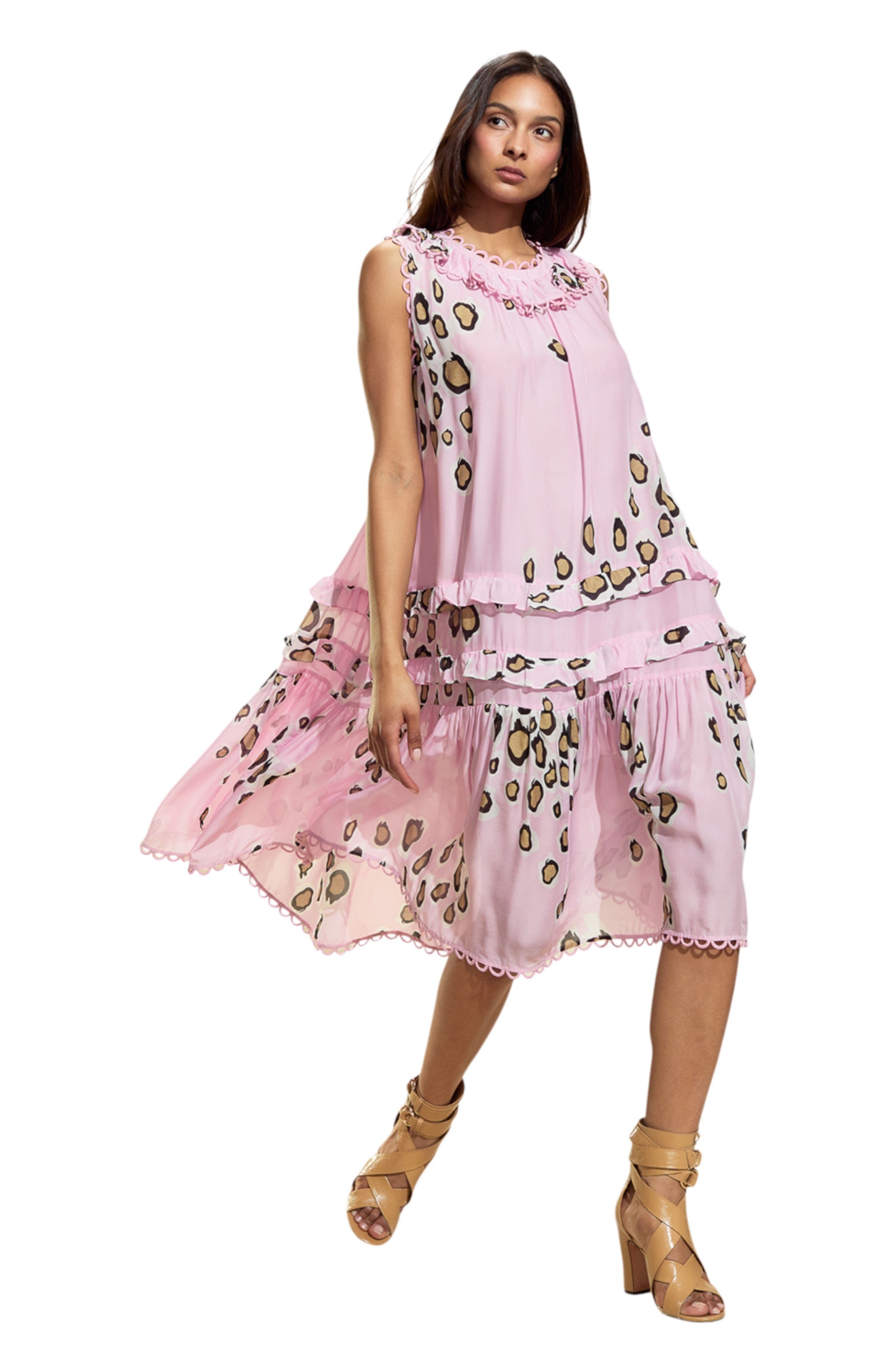 Cynthia Rowley Amalfi Sleeveless Midi Dress in Pink Gold at Nordstrom - 3
