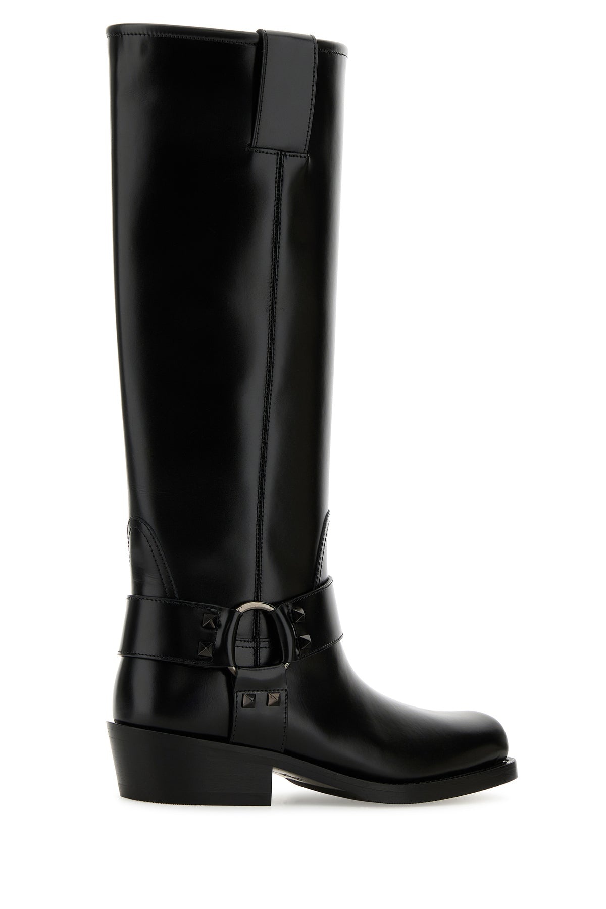Black leather Biker Rockstud boots - 3
