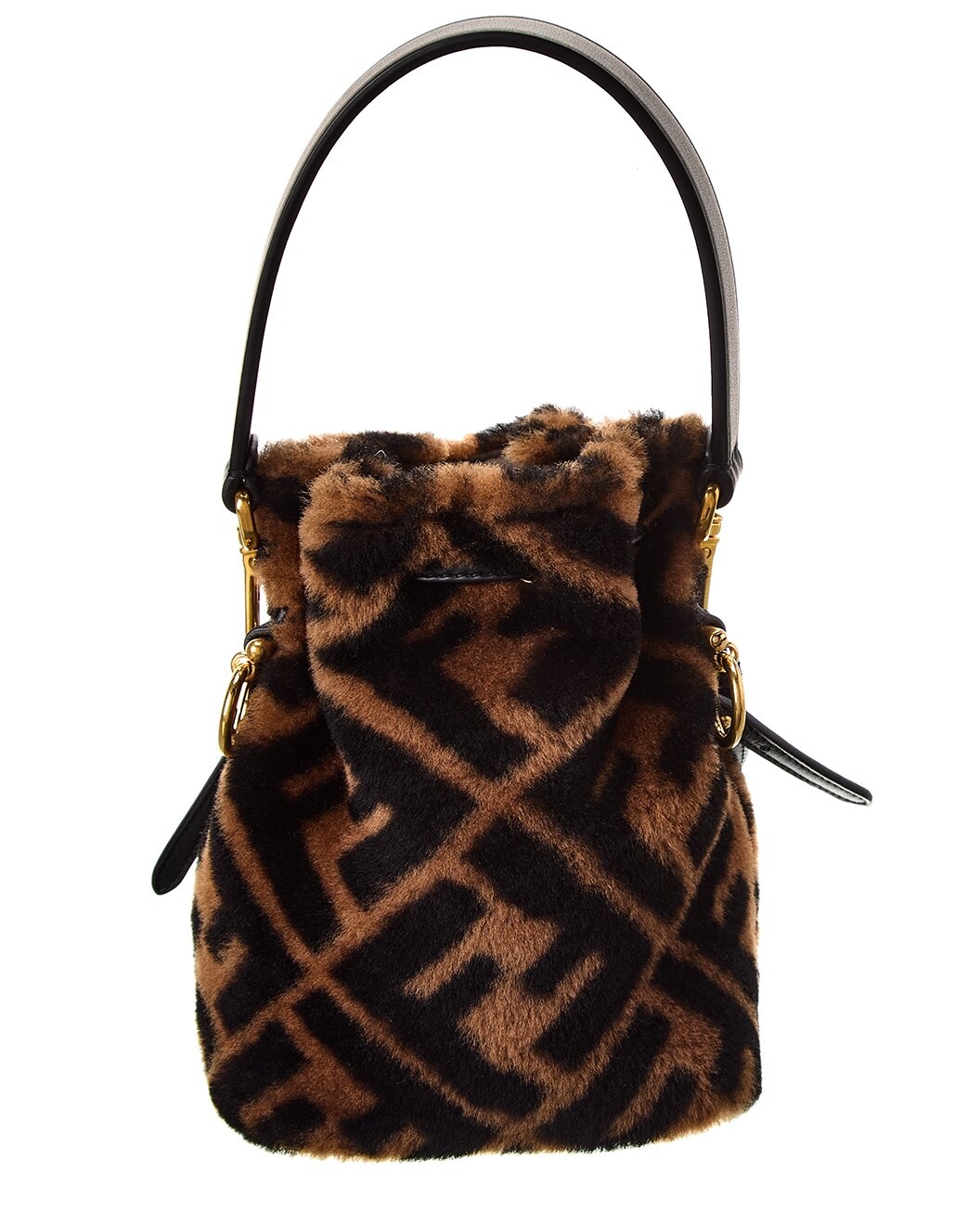 FENDI Mon Tresor Mini Shearling & Leather Bucket Bag - 2