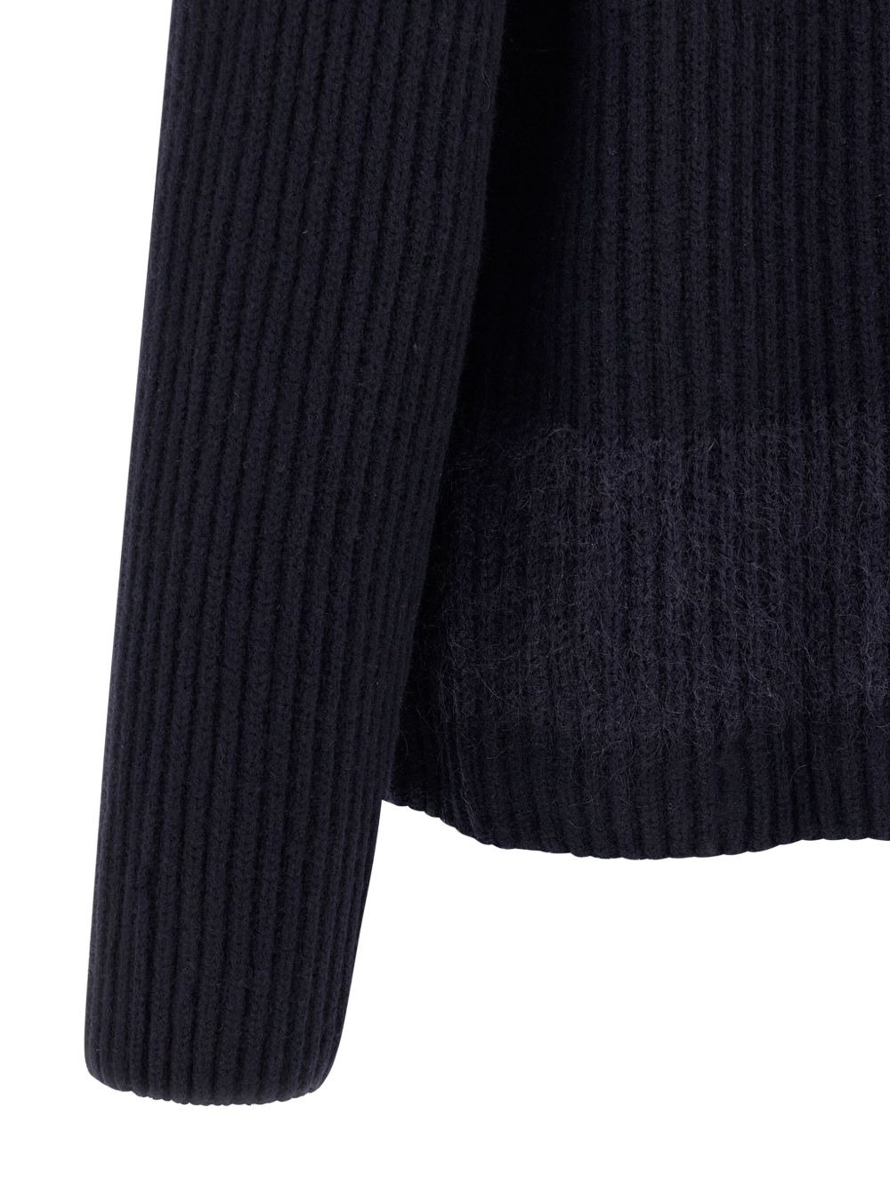 ribbed high-neck zip-front cardigan - 4