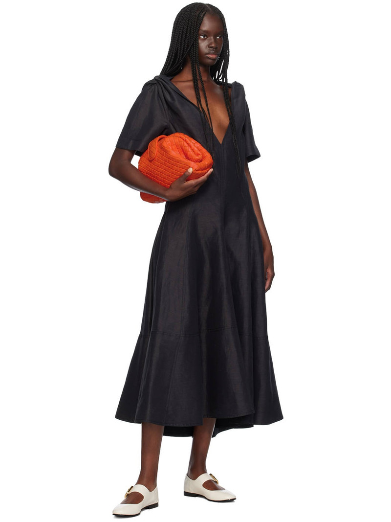 Bottega Veneta Black Fluid Midi Dress outlook