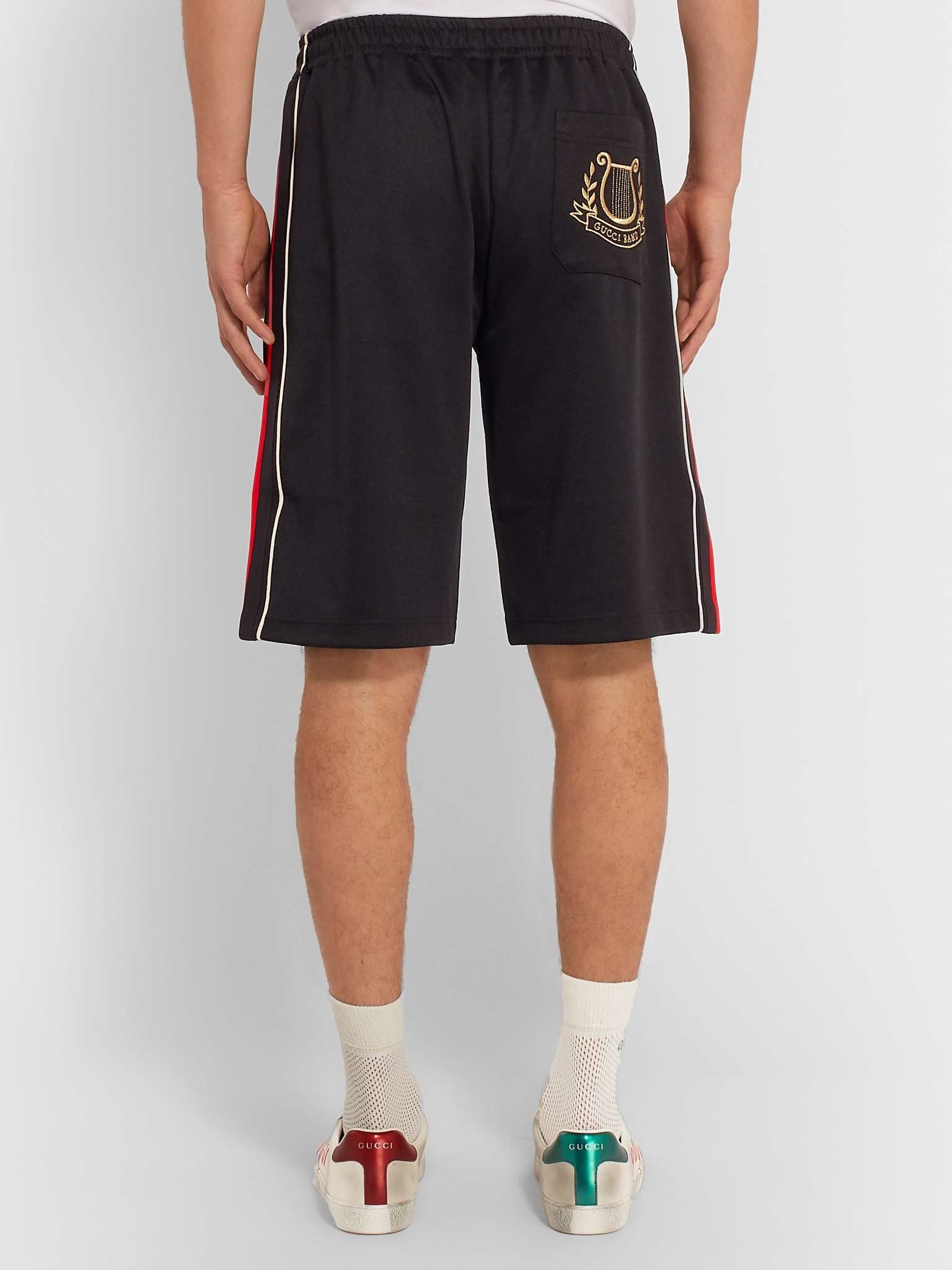 Wide-Leg Logo-Embroidered Webbing-Trimmed Tech-Jersey Shorts - 5