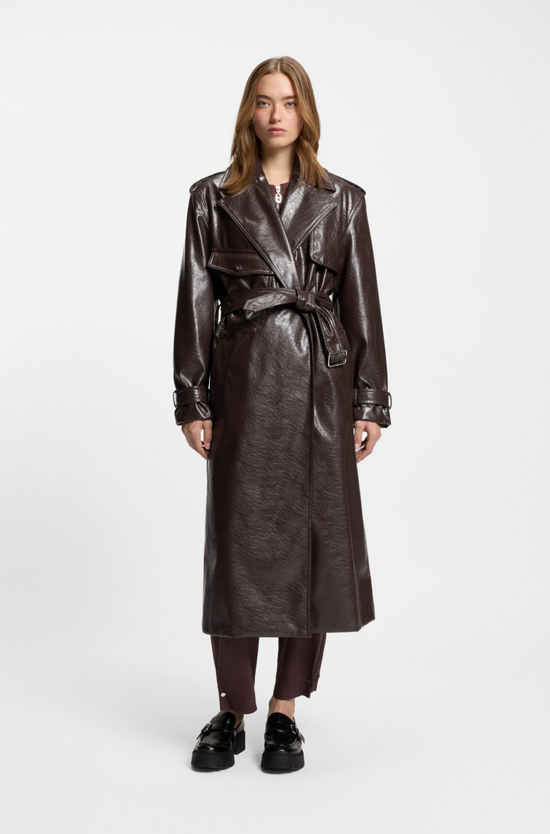 LONG-LENGTH RELAXED-FIT TRENCH COAT IN FAUX LEATHER 2
