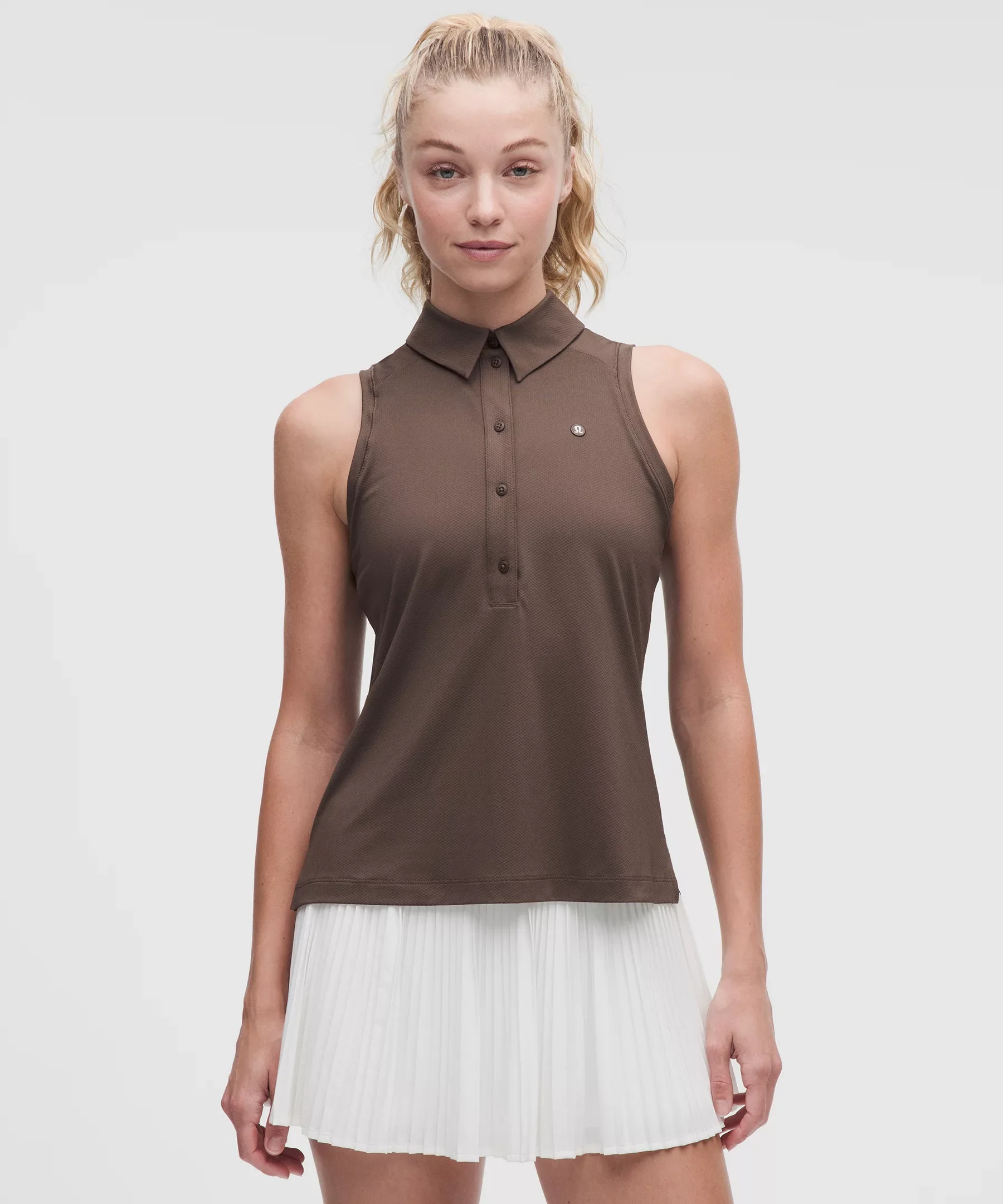 Quick-Dry Sleeveless Polo Shirt Straight Hem *Logo - 1