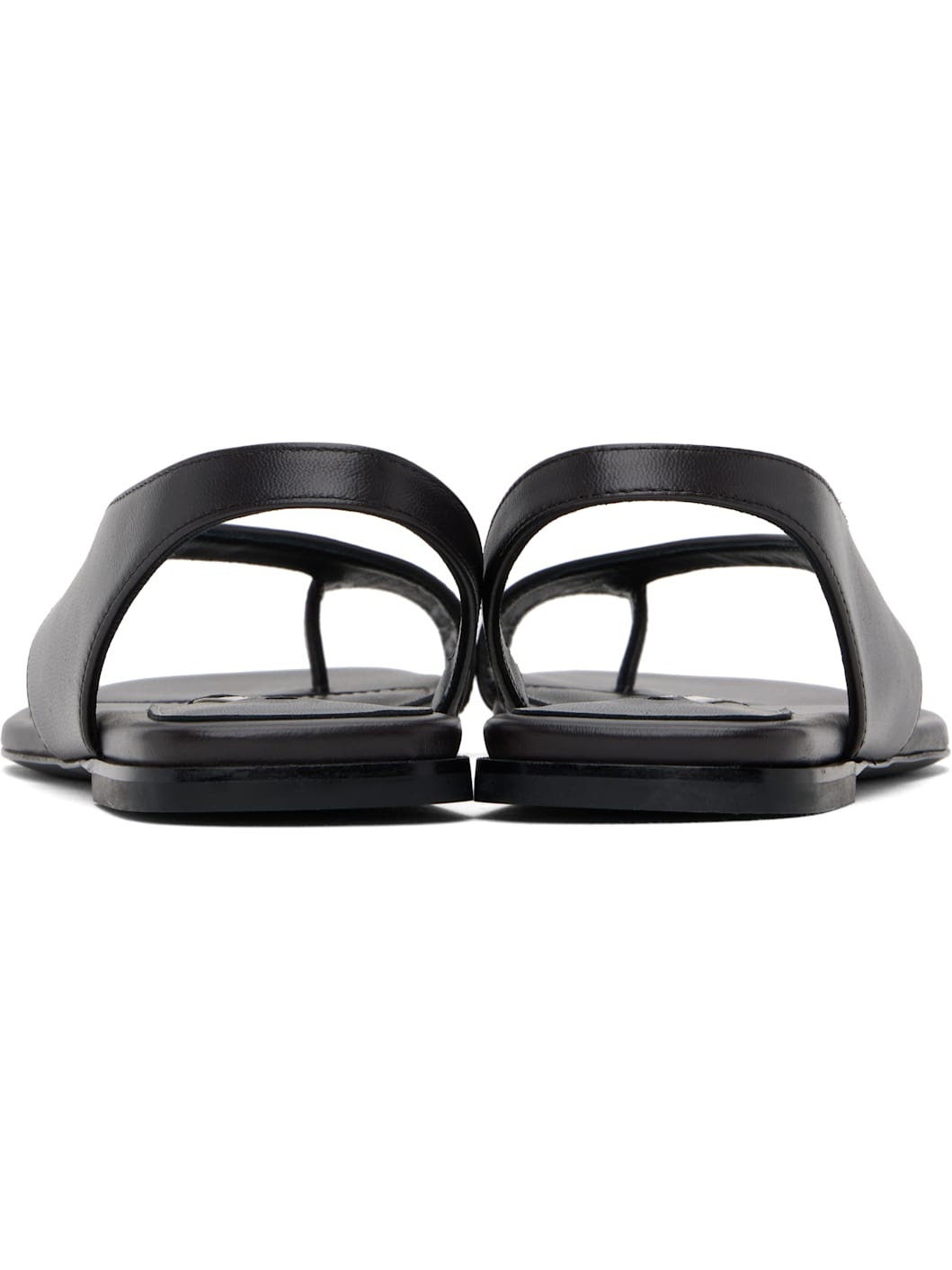 Black Leather Thong Sandals - 2
