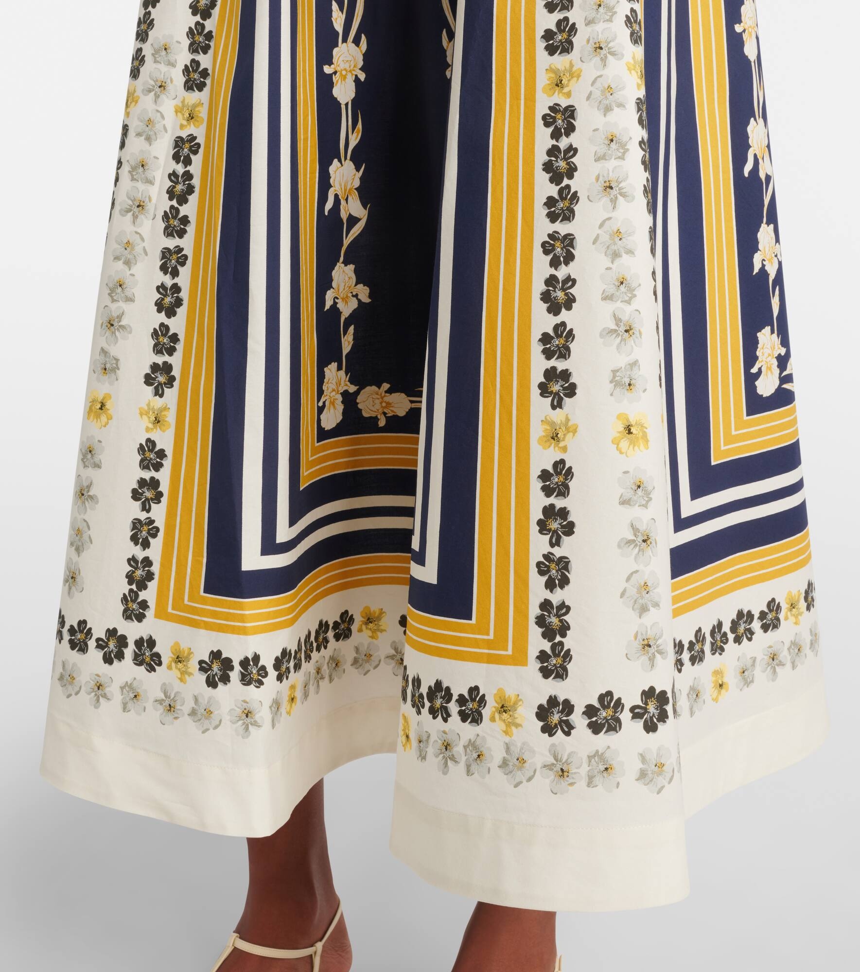 Printed cotton poplin midi skirt - 5