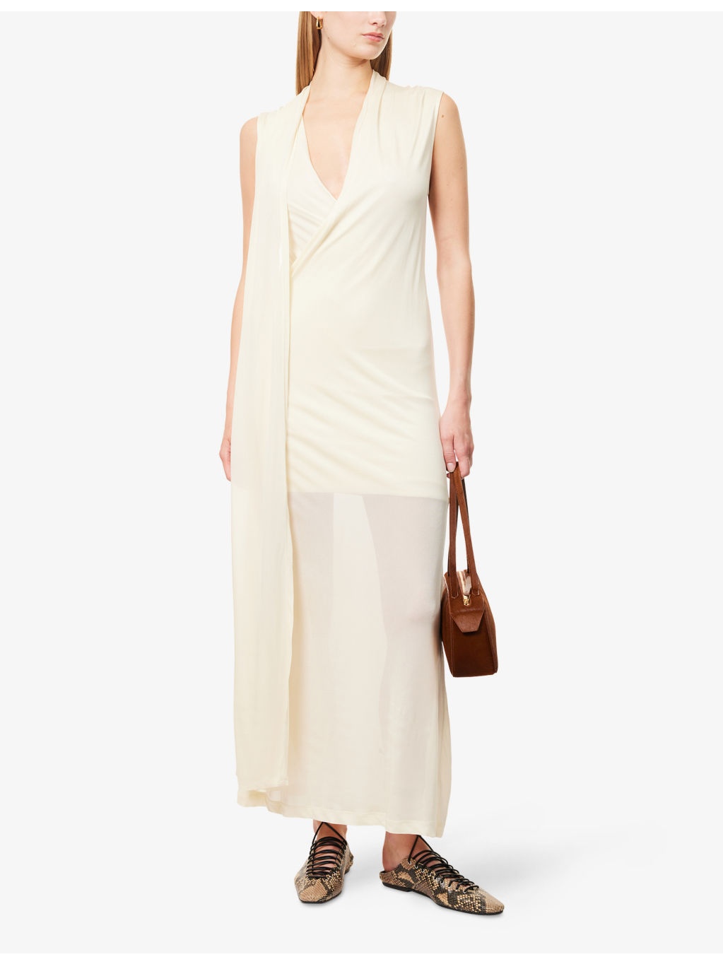 Scarf Wrap-Front Knitted Maxi Dress - 2