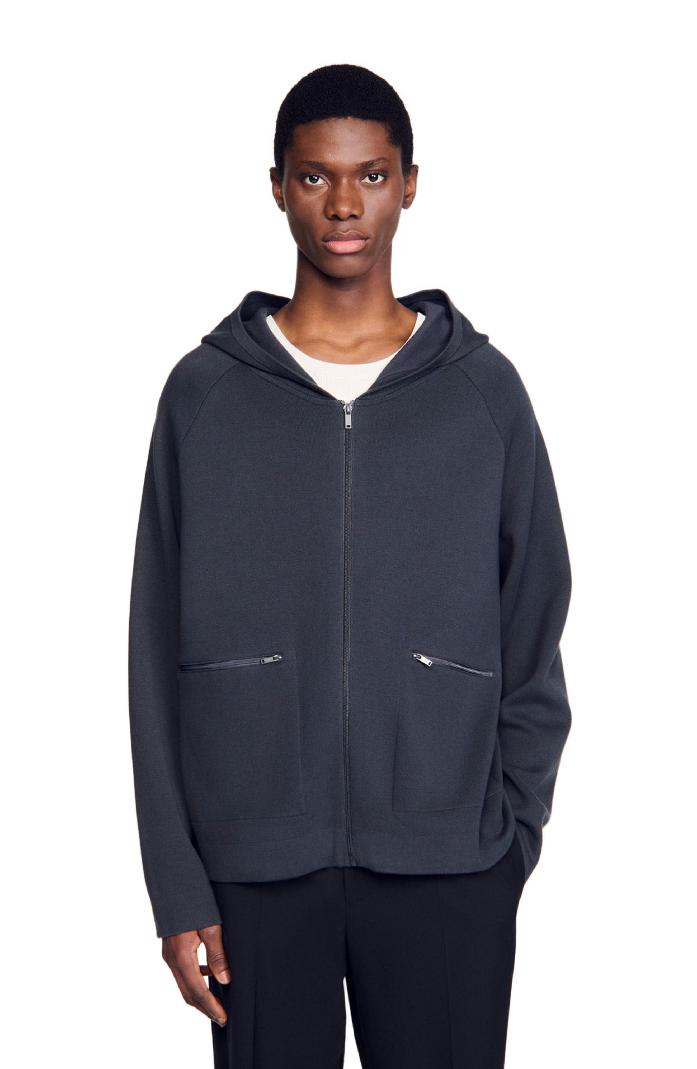 SANDRO Milano knit hooded cardigan in Fonte at Nordstrom - 1